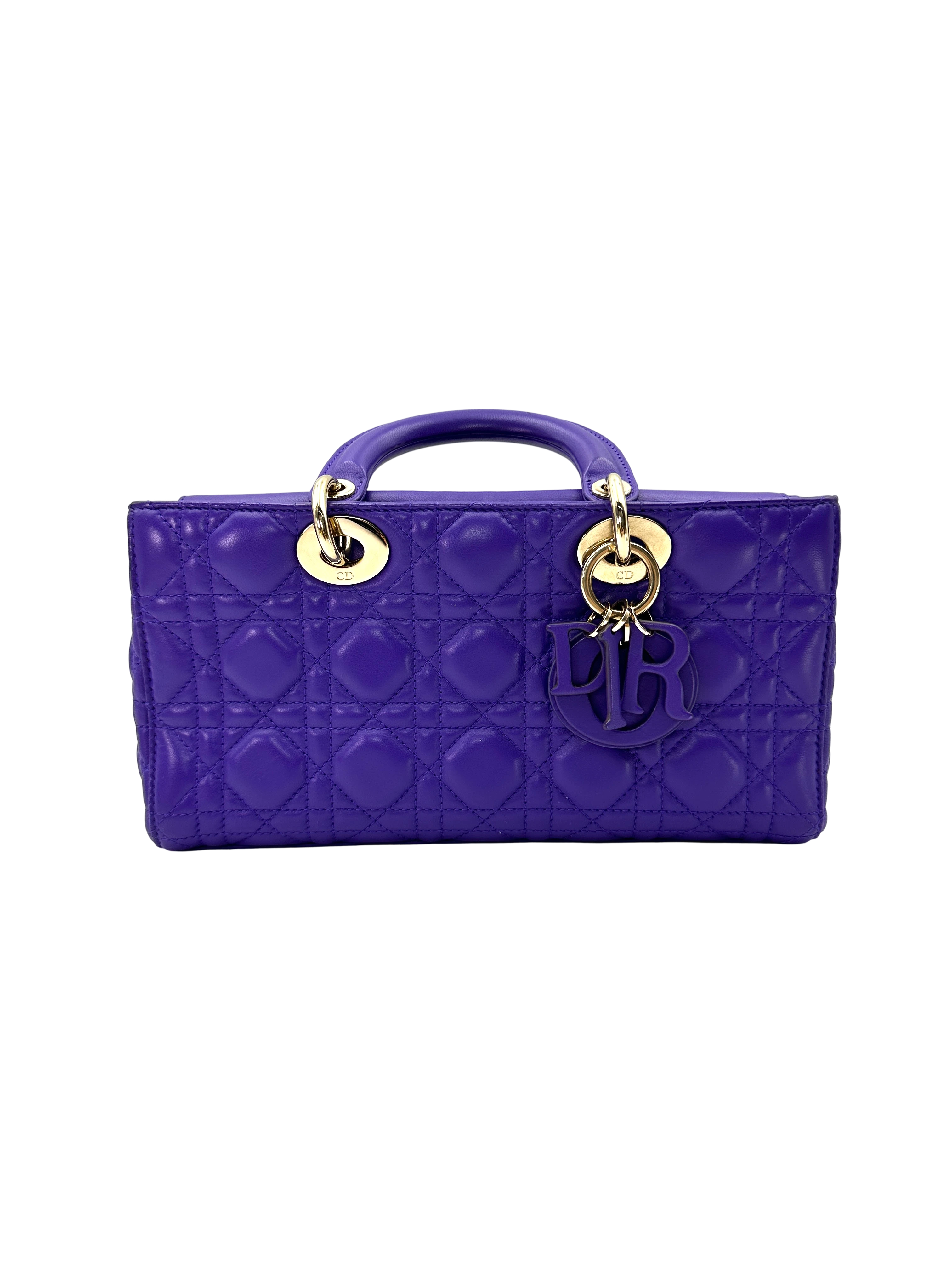Christian Dior D-joy Purple Cannage Lambskin Handle Bag DR884