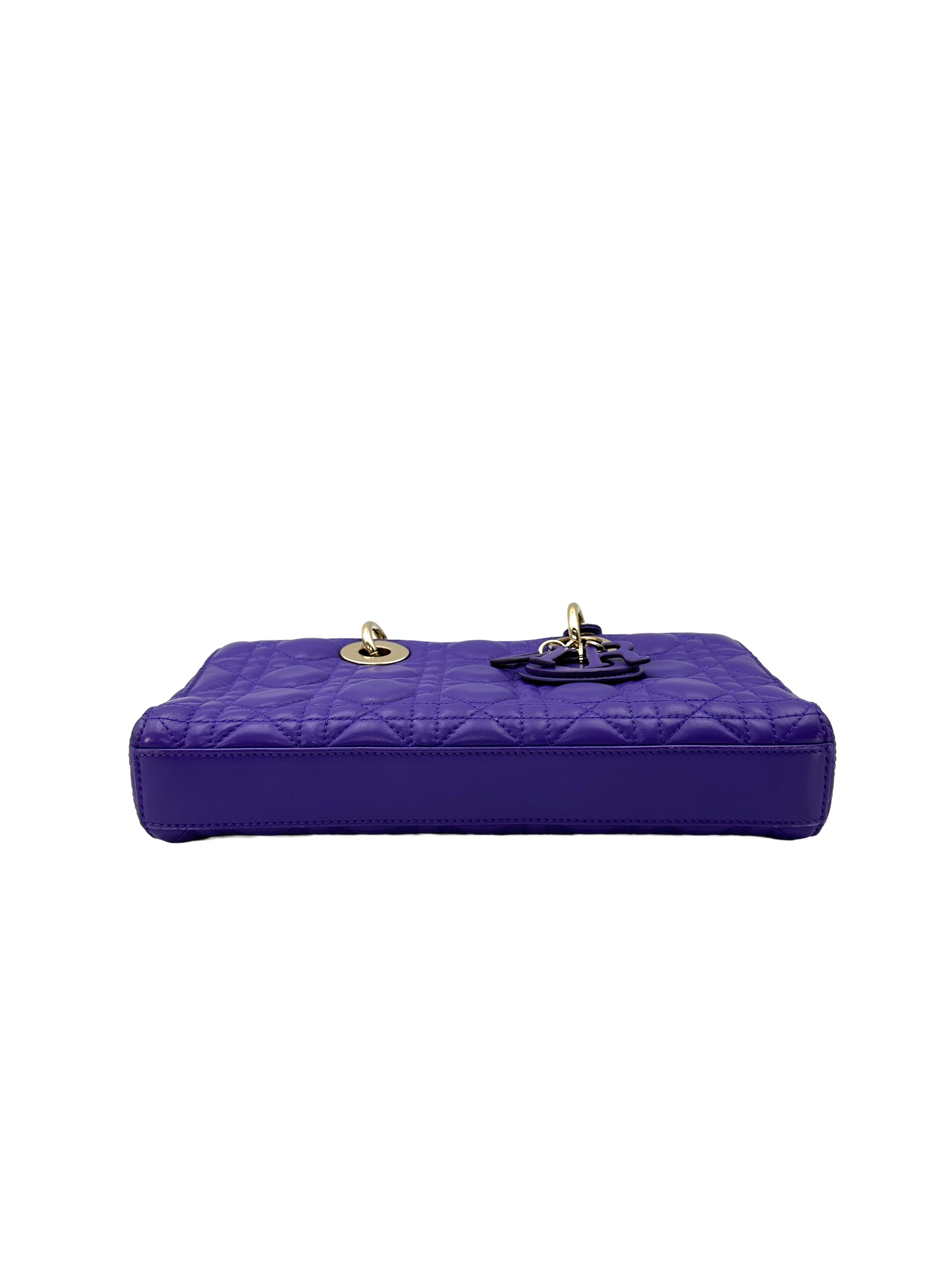 Christian Dior D-joy Purple Cannage Lambskin Handle Bag DR884