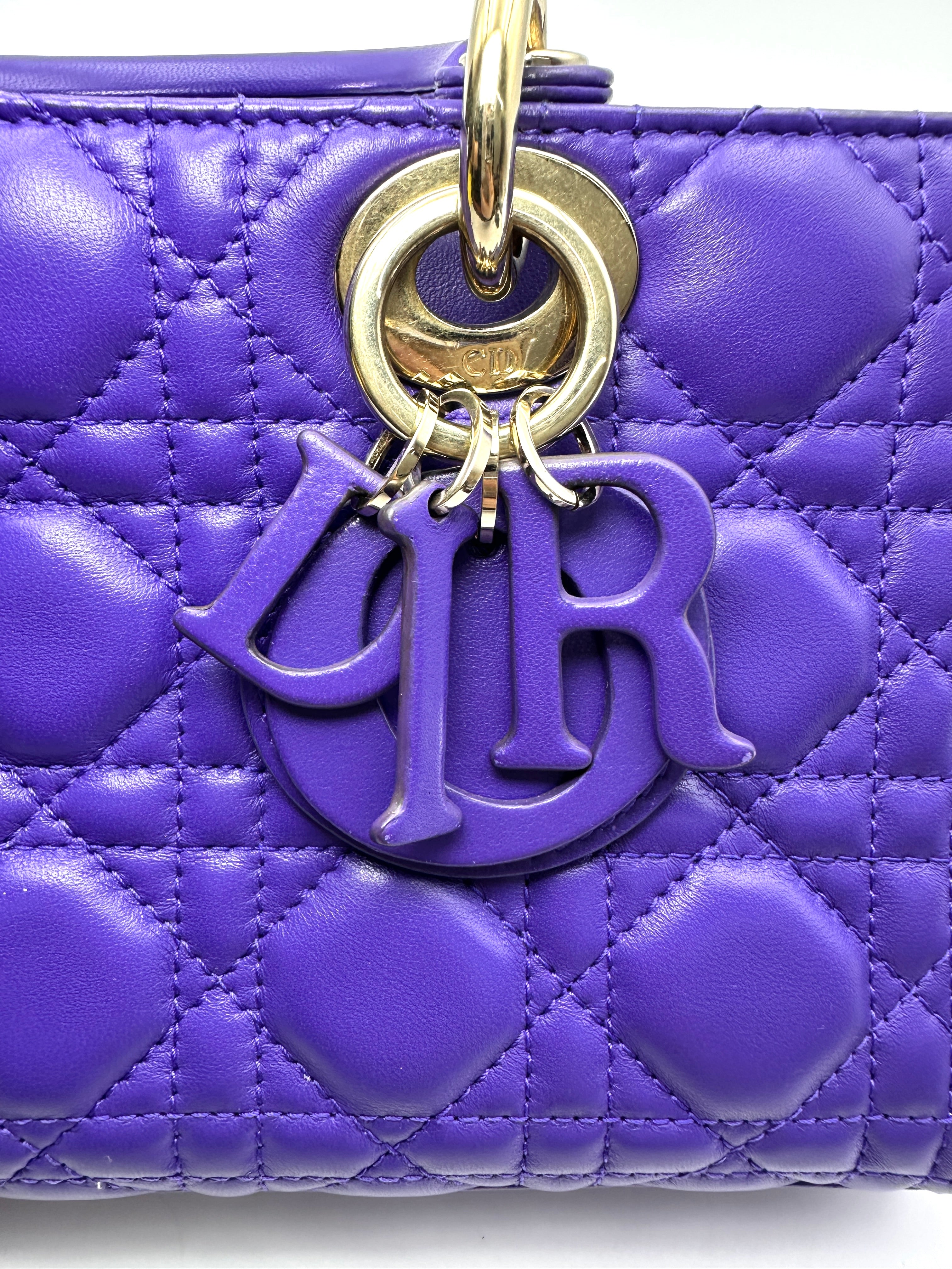 Christian Dior D-joy Purple Cannage Lambskin Handle Bag DR884