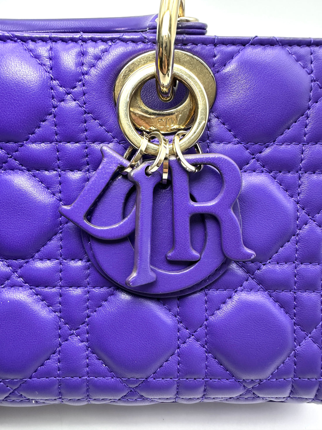 Christian Dior D-joy Purple Cannage Lambskin Handle Bag DR884
