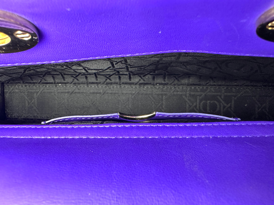 Christian Dior D-joy Purple Cannage Lambskin Handle Bag DR884