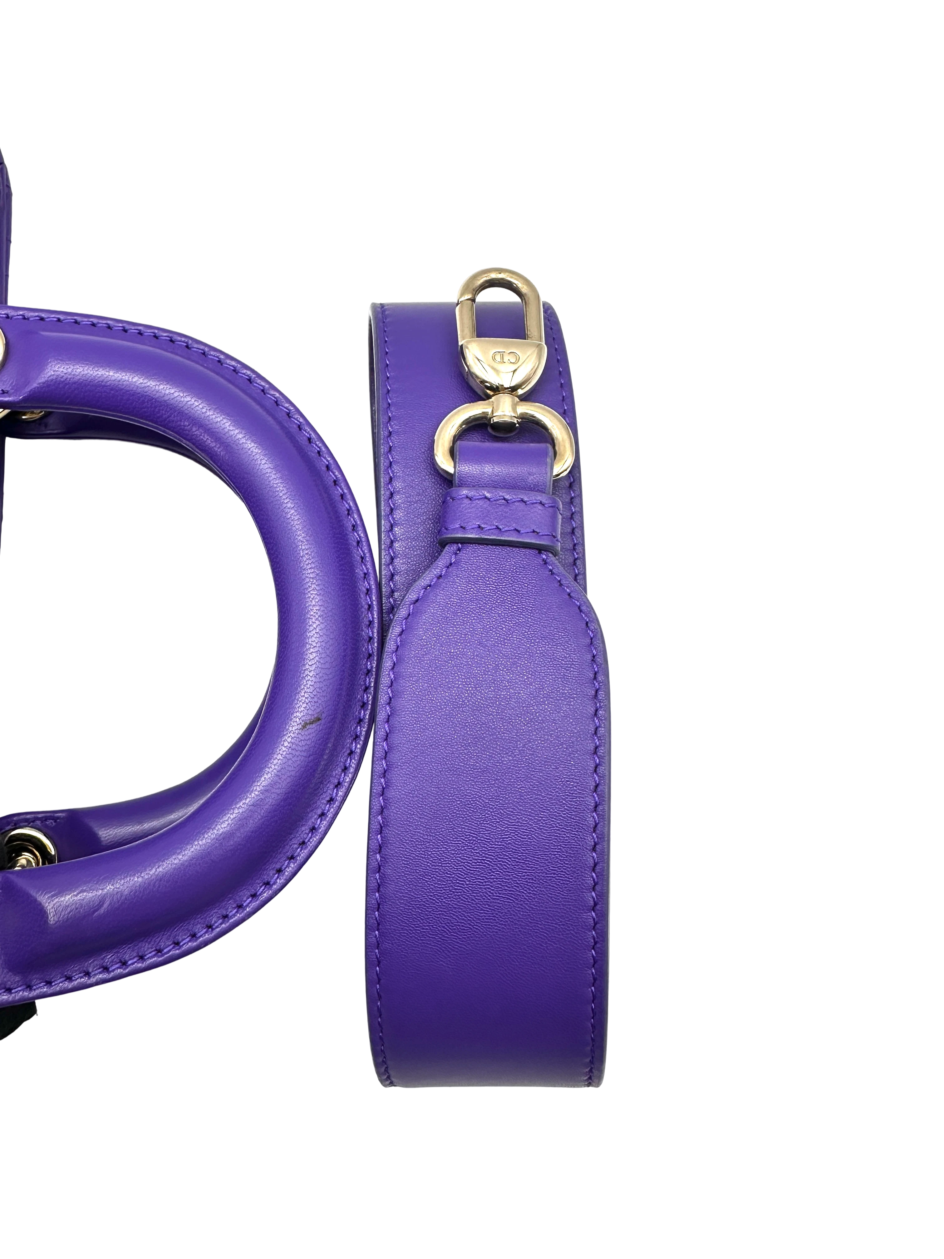 Christian Dior D-joy Purple Cannage Lambskin Handle Bag DR884