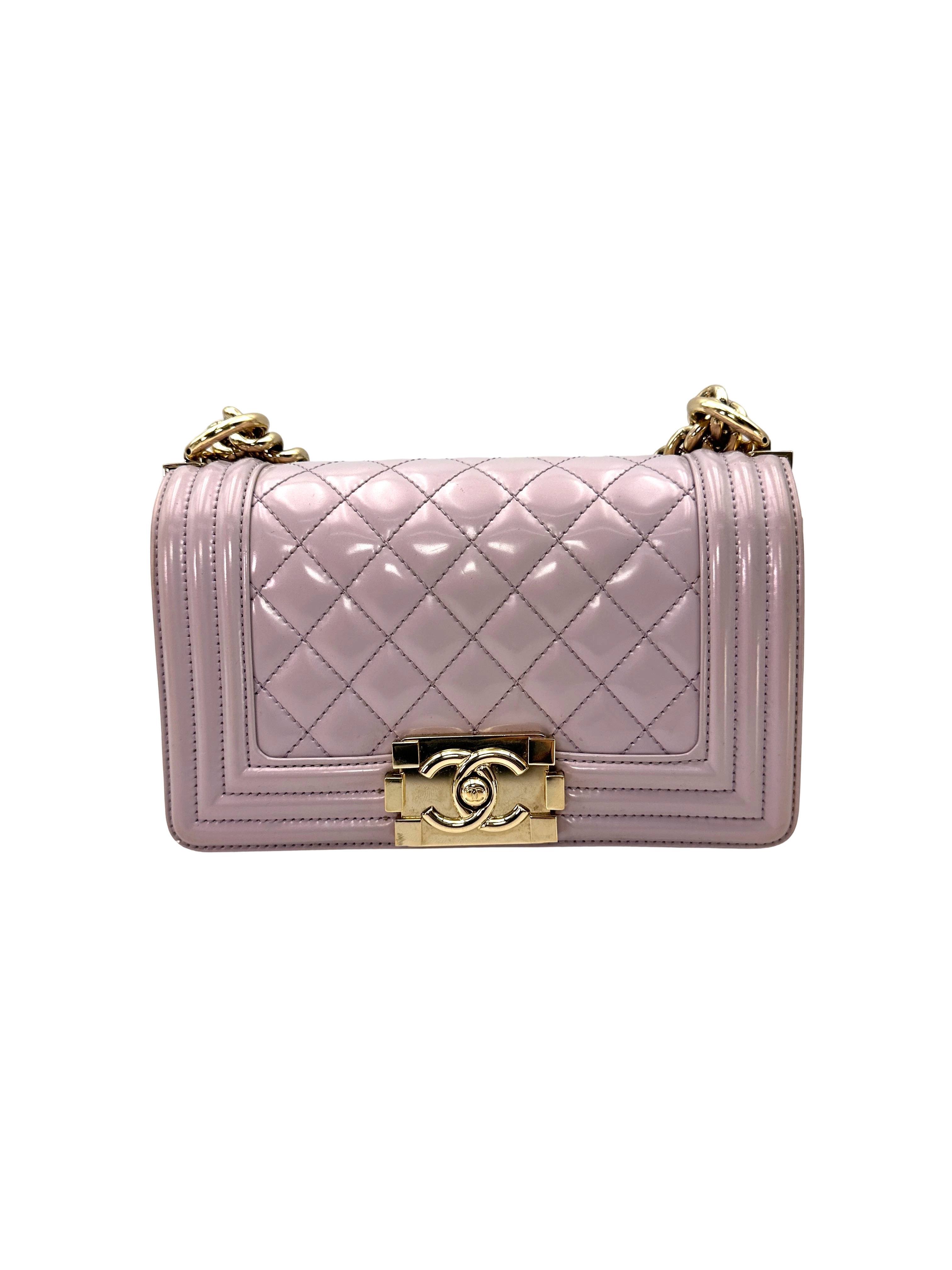 Chanel LeBoy Purple Quilted Patent Leather Small Size Flap Bag(22***57) CC2477
