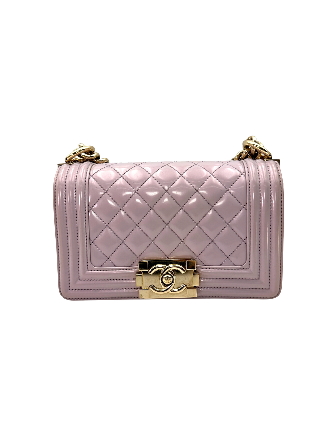Chanel LeBoy Purple Quilted Patent Leather Small Size Flap Bag(22***57) CC2477