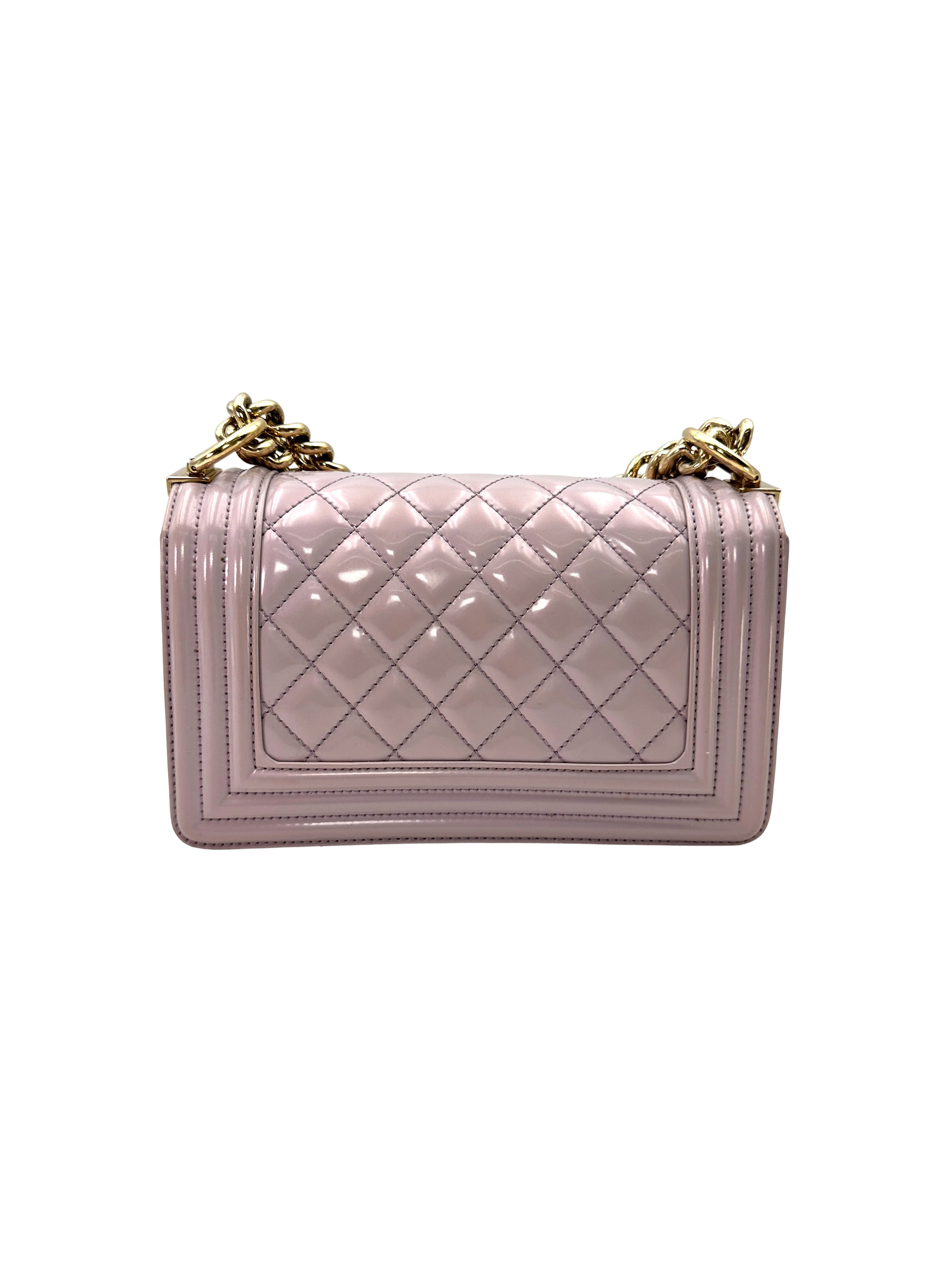 Chanel LeBoy Purple Quilted Patent Leather Small Size Flap Bag(22***57) CC2477