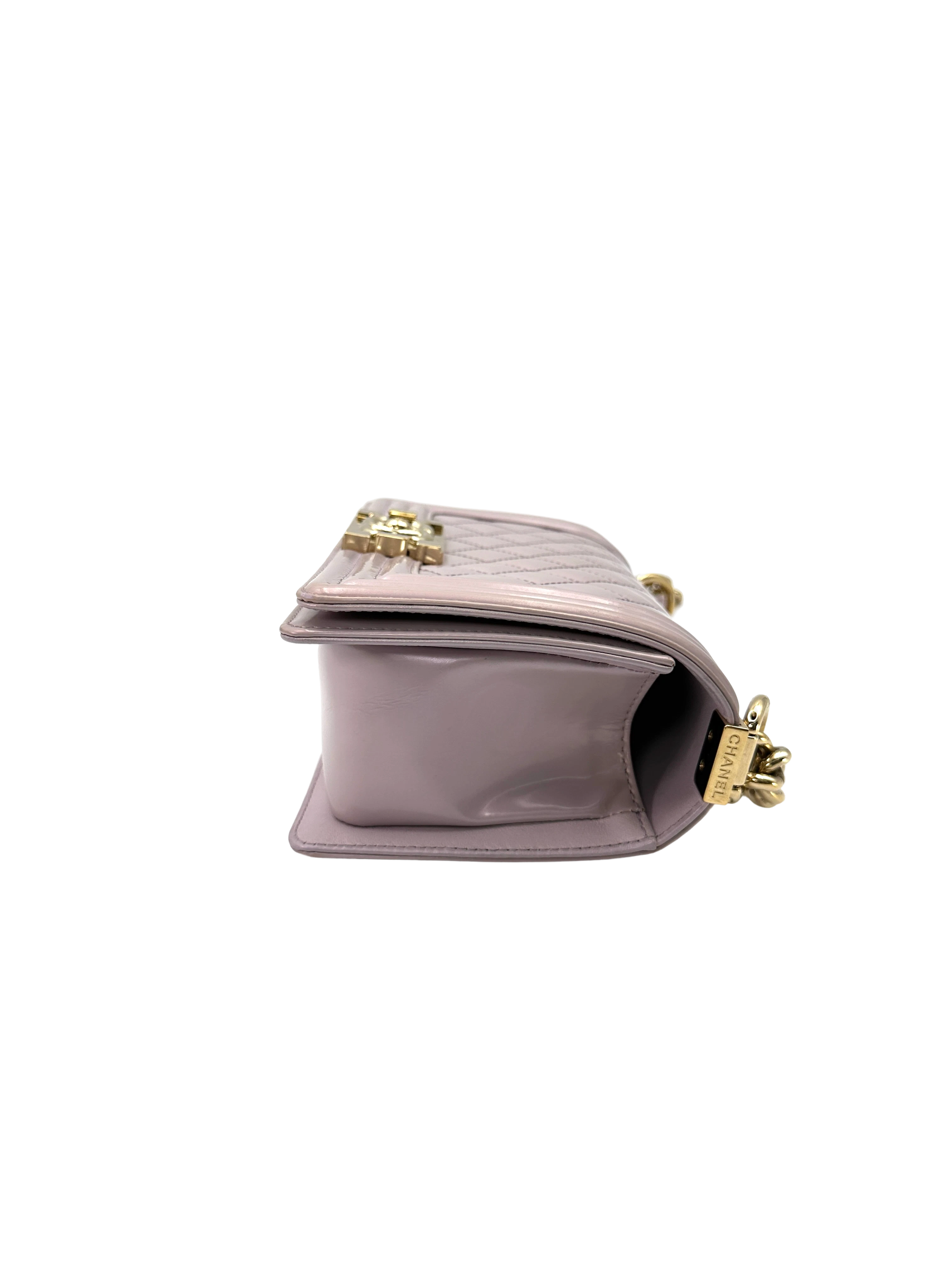 Chanel LeBoy Purple Quilted Patent Leather Small Size Flap Bag(22***57) CC2477