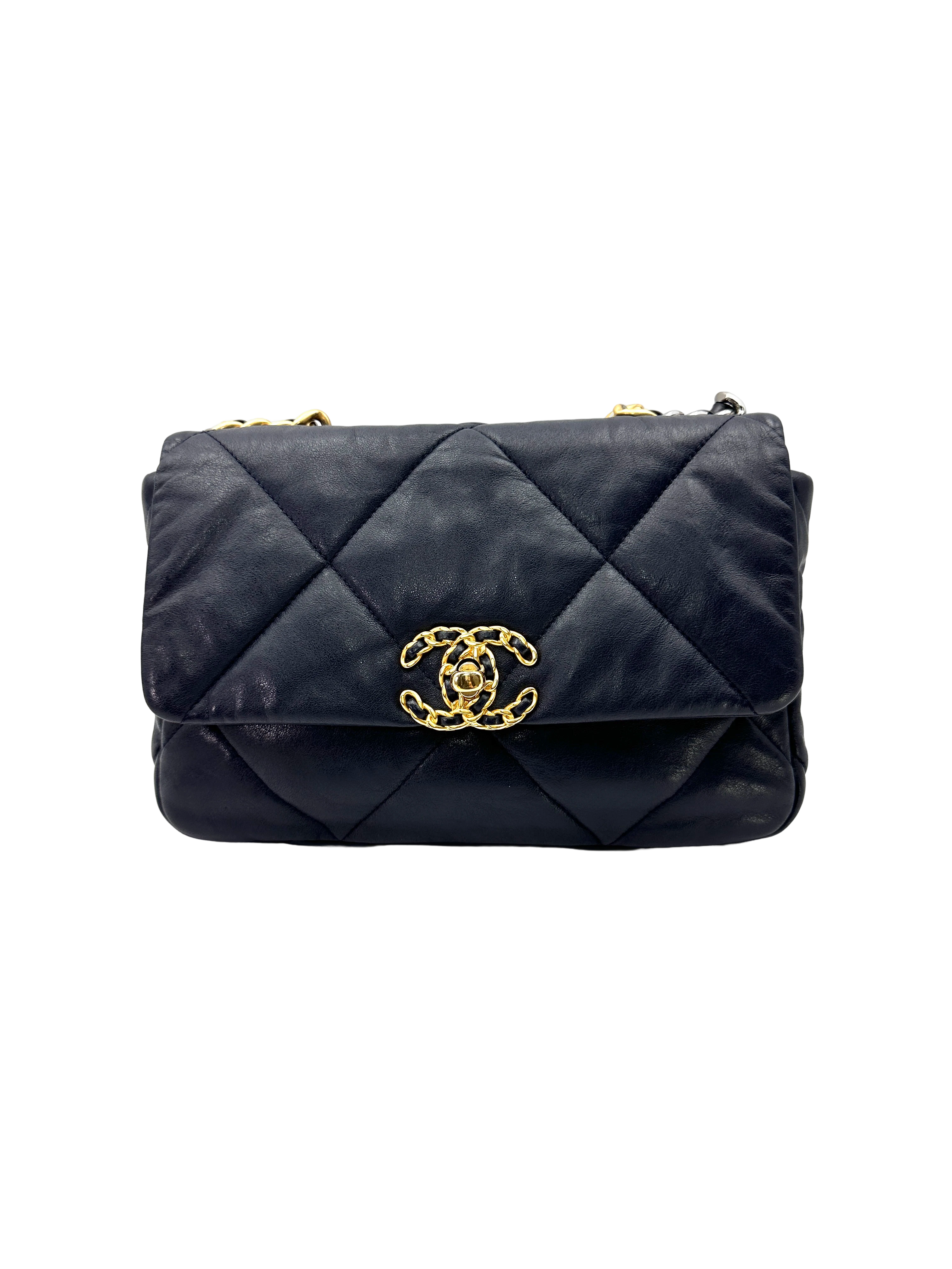 Chanel 19Bag Navy Quilted Leather Small Size Flap Bag(29***42) CC2469