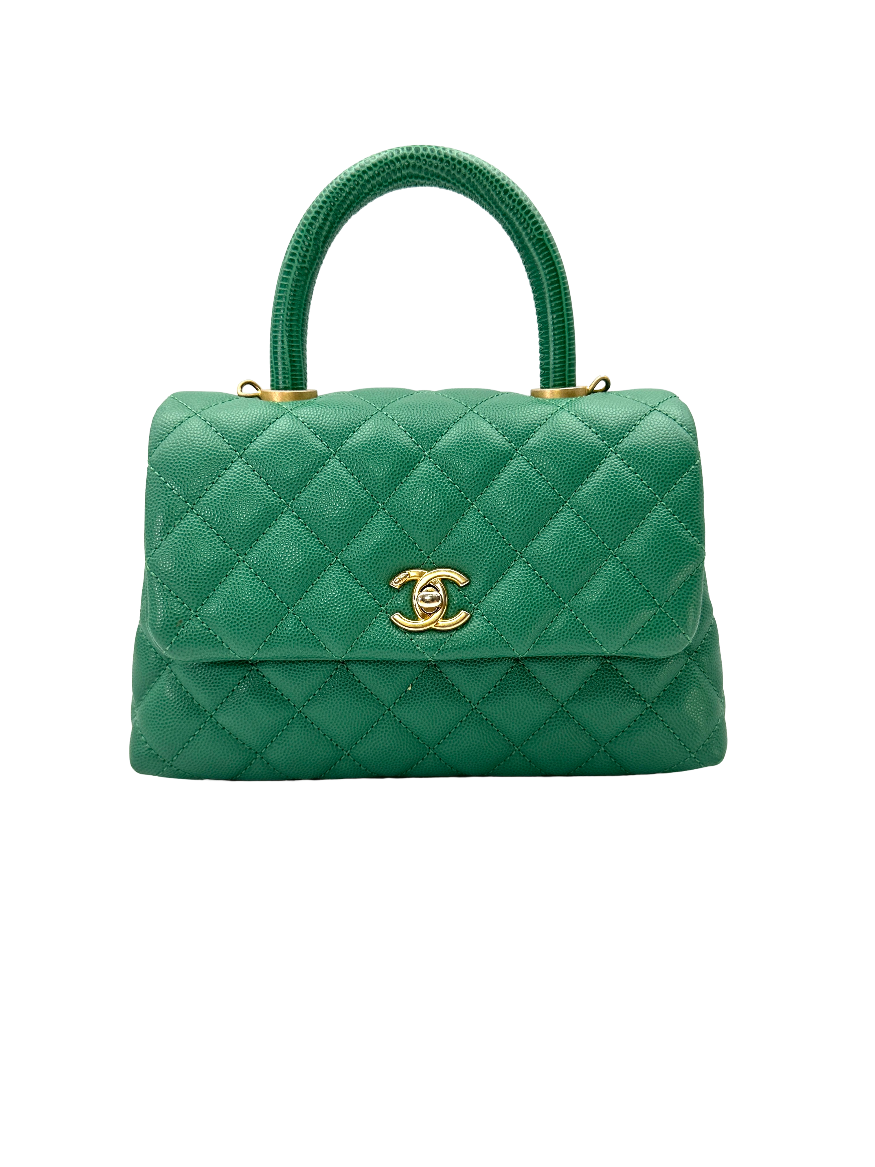 Chanel CoCo Handle Green Quilted Leather Small Size Shoulder Bag(28***10) CC2470