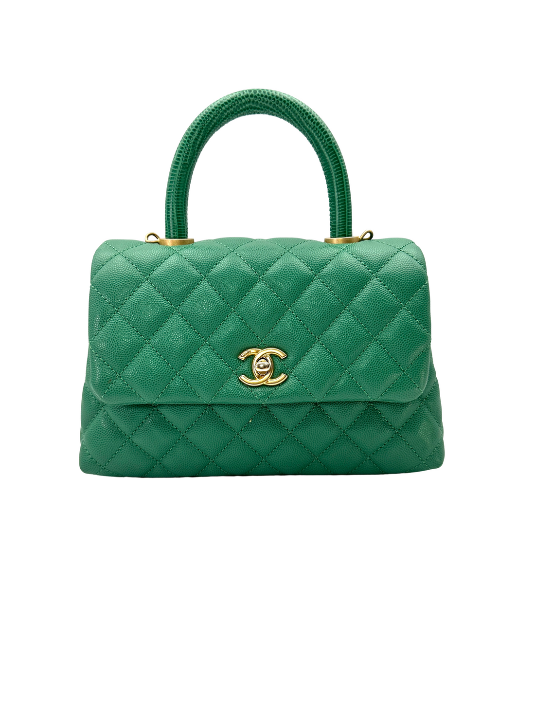 Chanel CoCo Handle Green Quilted Leather Small Size Shoulder Bag(28***10) CC2470
