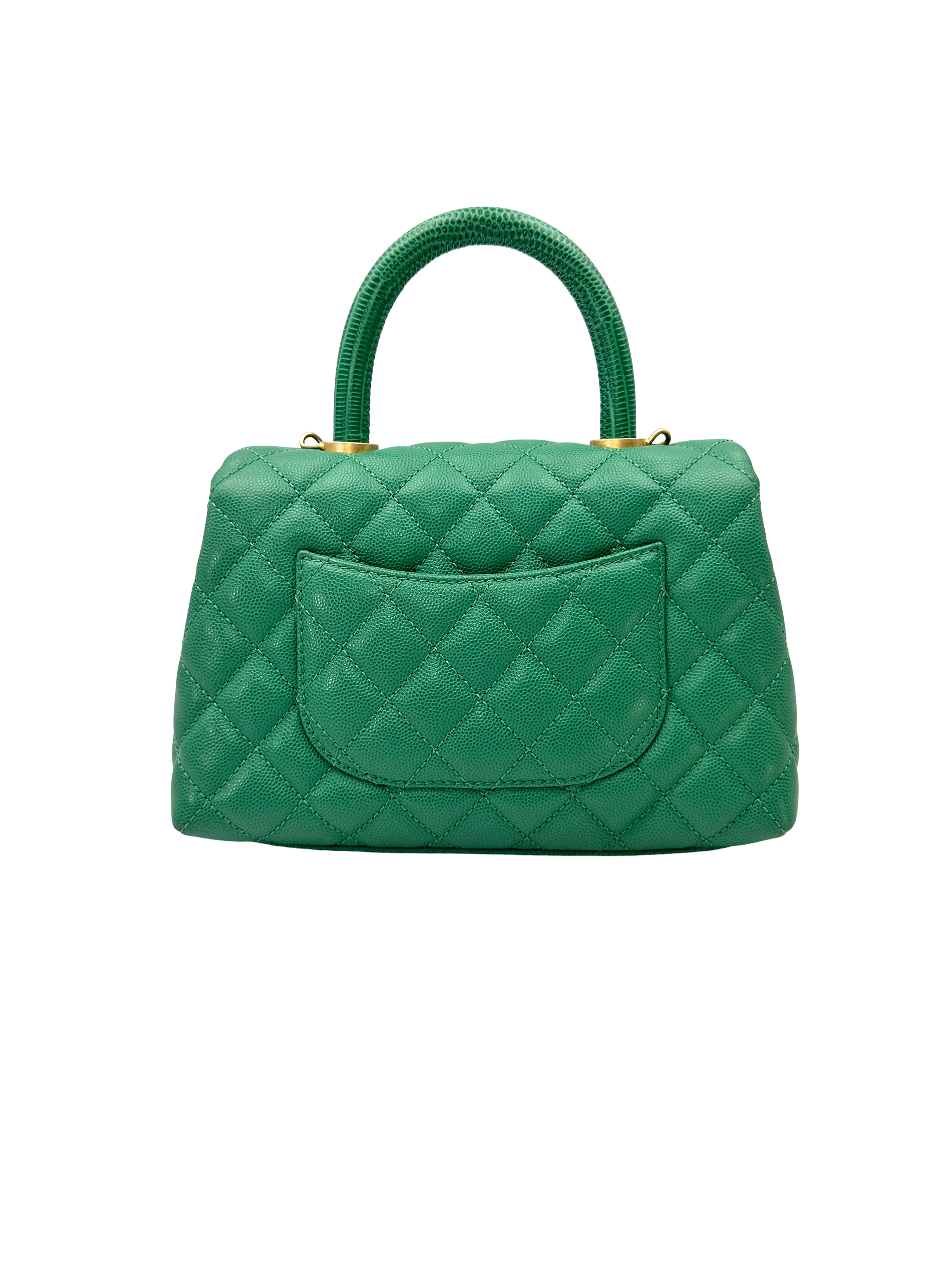 Chanel CoCo Handle Green Quilted Leather Small Size Shoulder Bag(28***10) CC2470