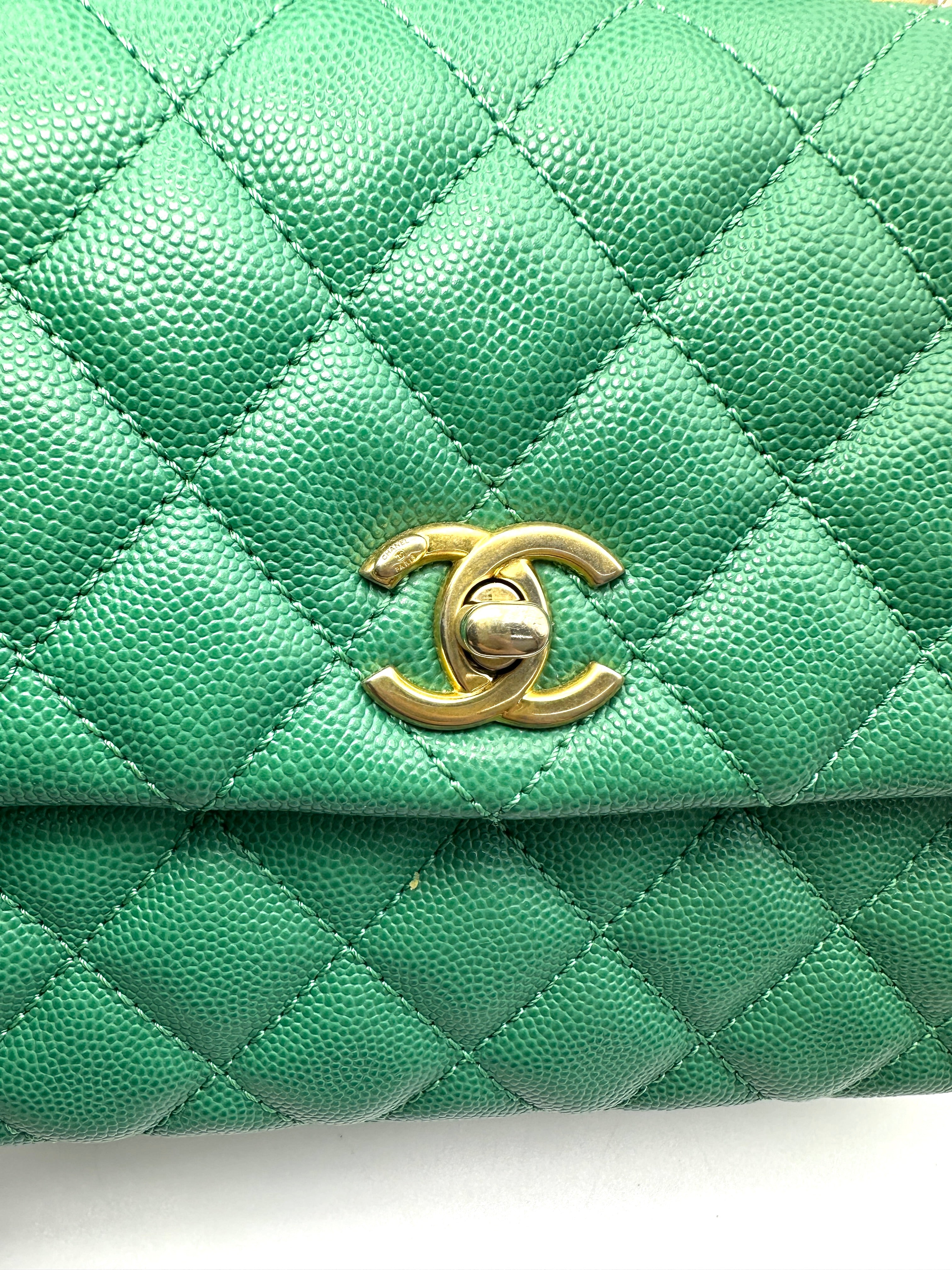 Chanel CoCo Handle Green Quilted Leather Small Size Shoulder Bag(28***10) CC2470
