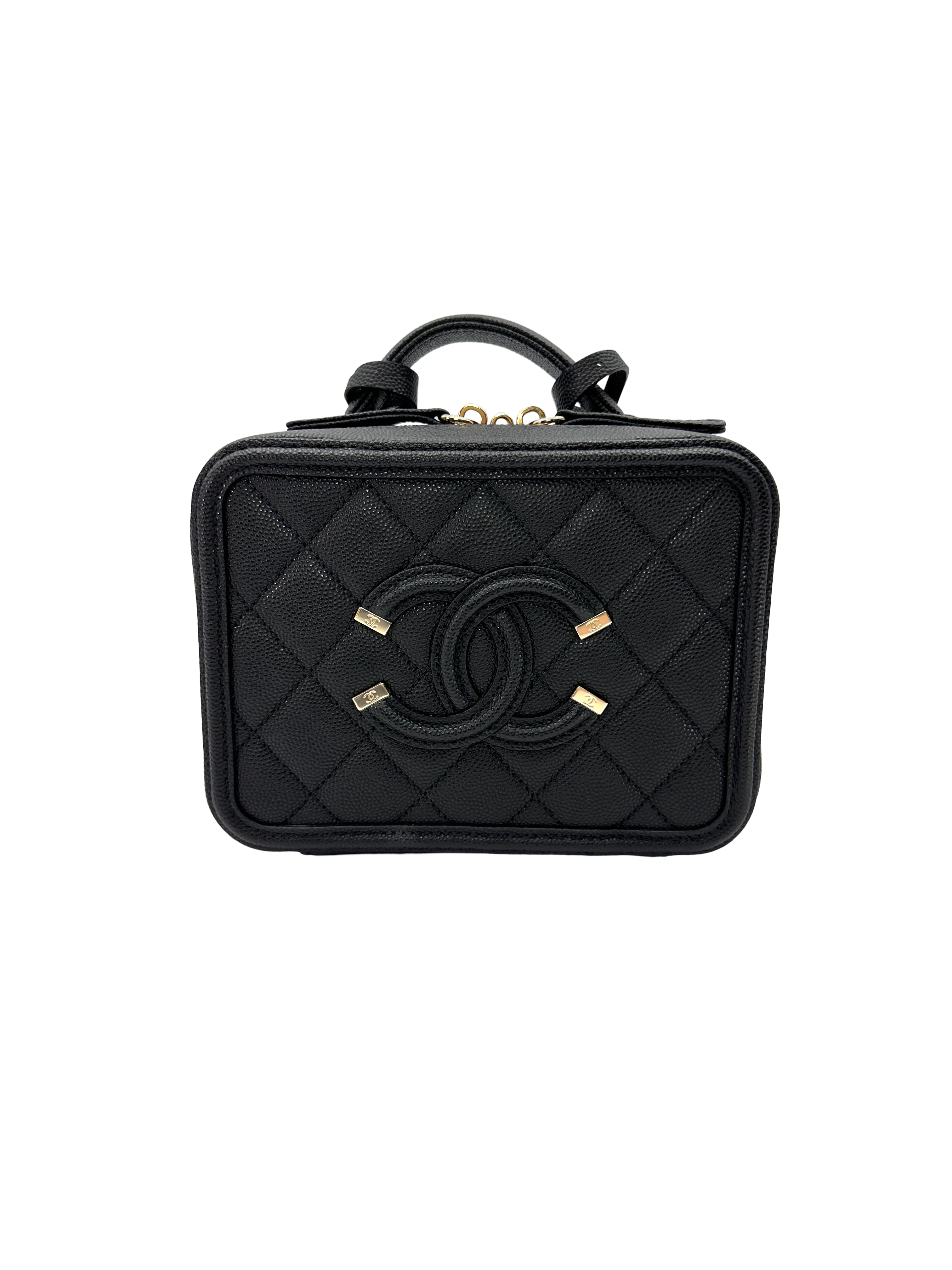 Chanel CC Filigree Black Quilted Leather Vanity Case(29***36) CC2473