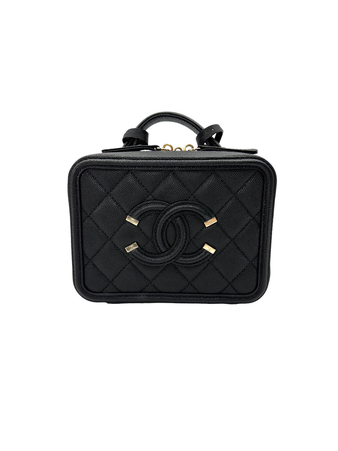 Chanel CC Filigree Black Quilted Leather Vanity Case(29***36) CC2473