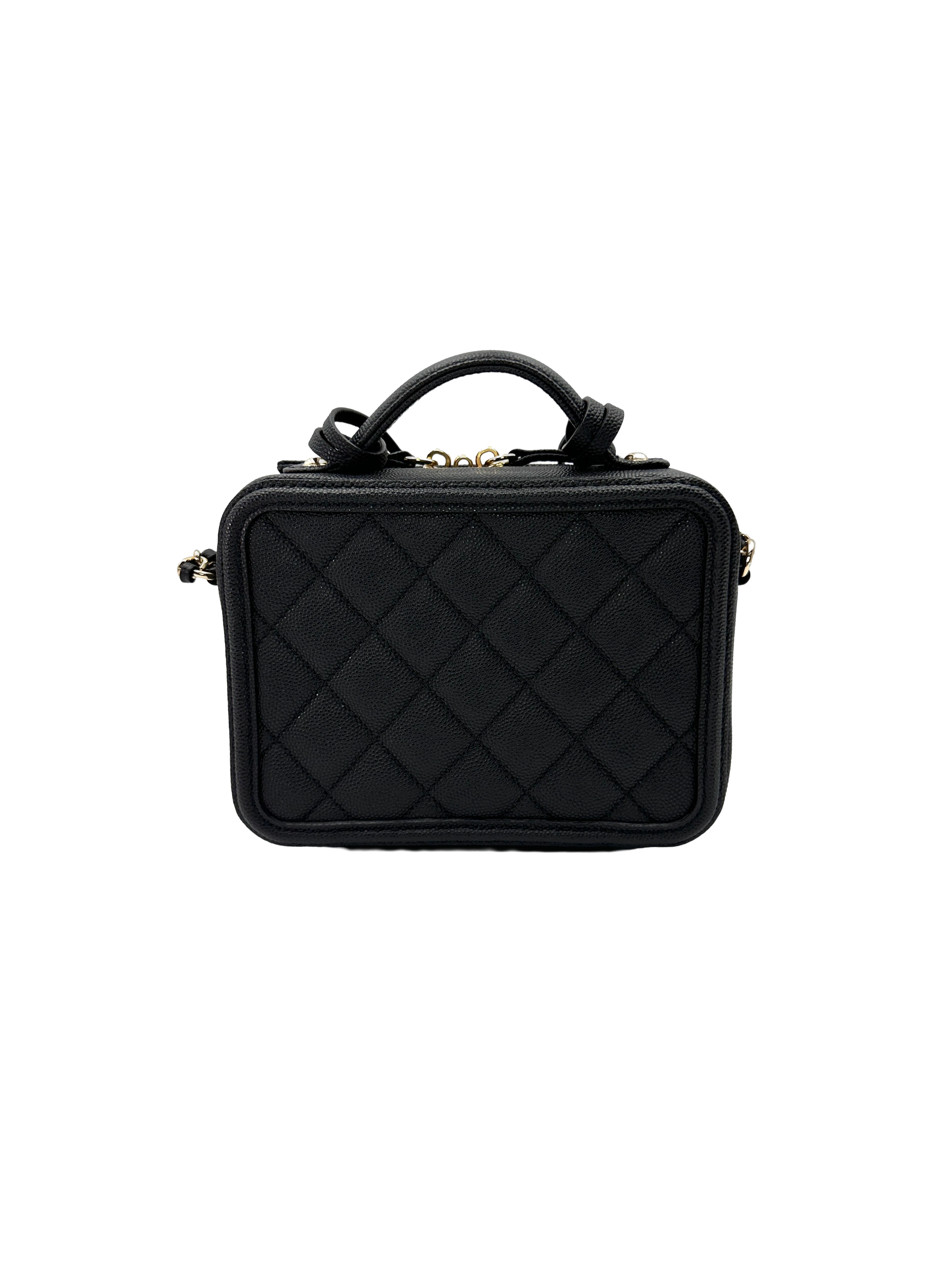 Chanel CC Filigree Black Quilted Leather Vanity Case(29***36) CC2473