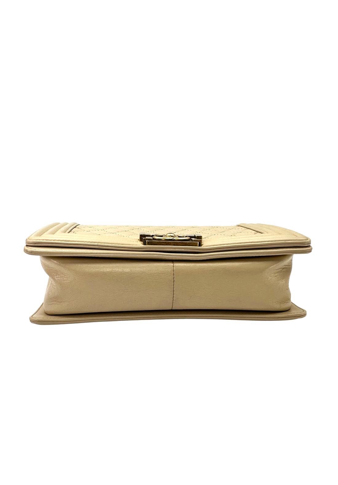 Chanel LeBoy Beige Quilted Leather Flap Bag With Gold Buckle(17***89) CC2472