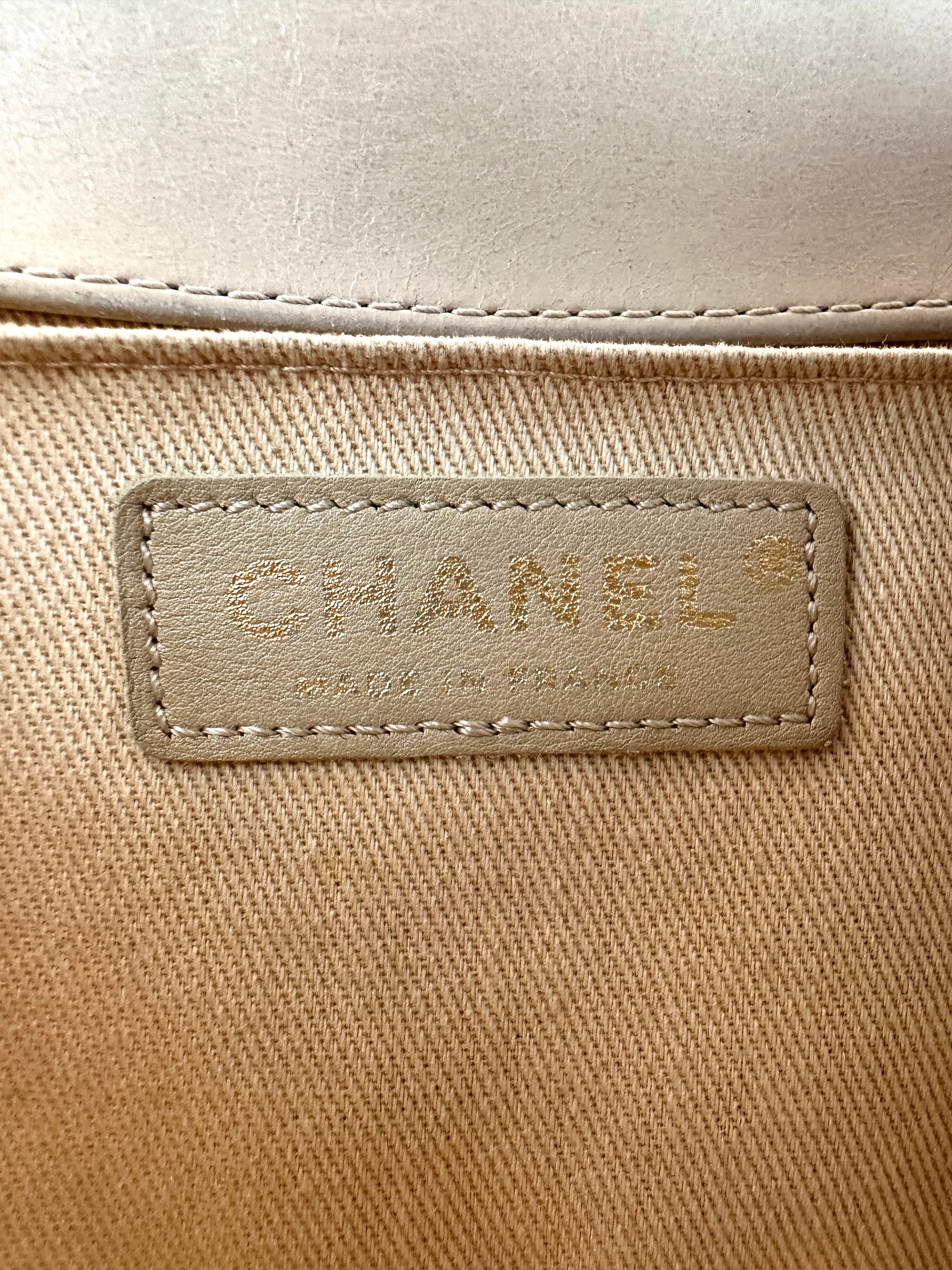 Chanel LeBoy Beige Quilted Leather Flap Bag With Gold Buckle(17***89) CC2472