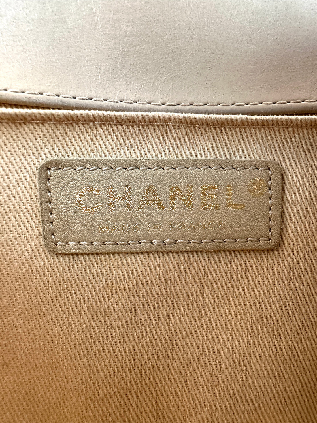 Chanel LeBoy Beige Quilted Leather Flap Bag With Gold Buckle(17***89) CC2472