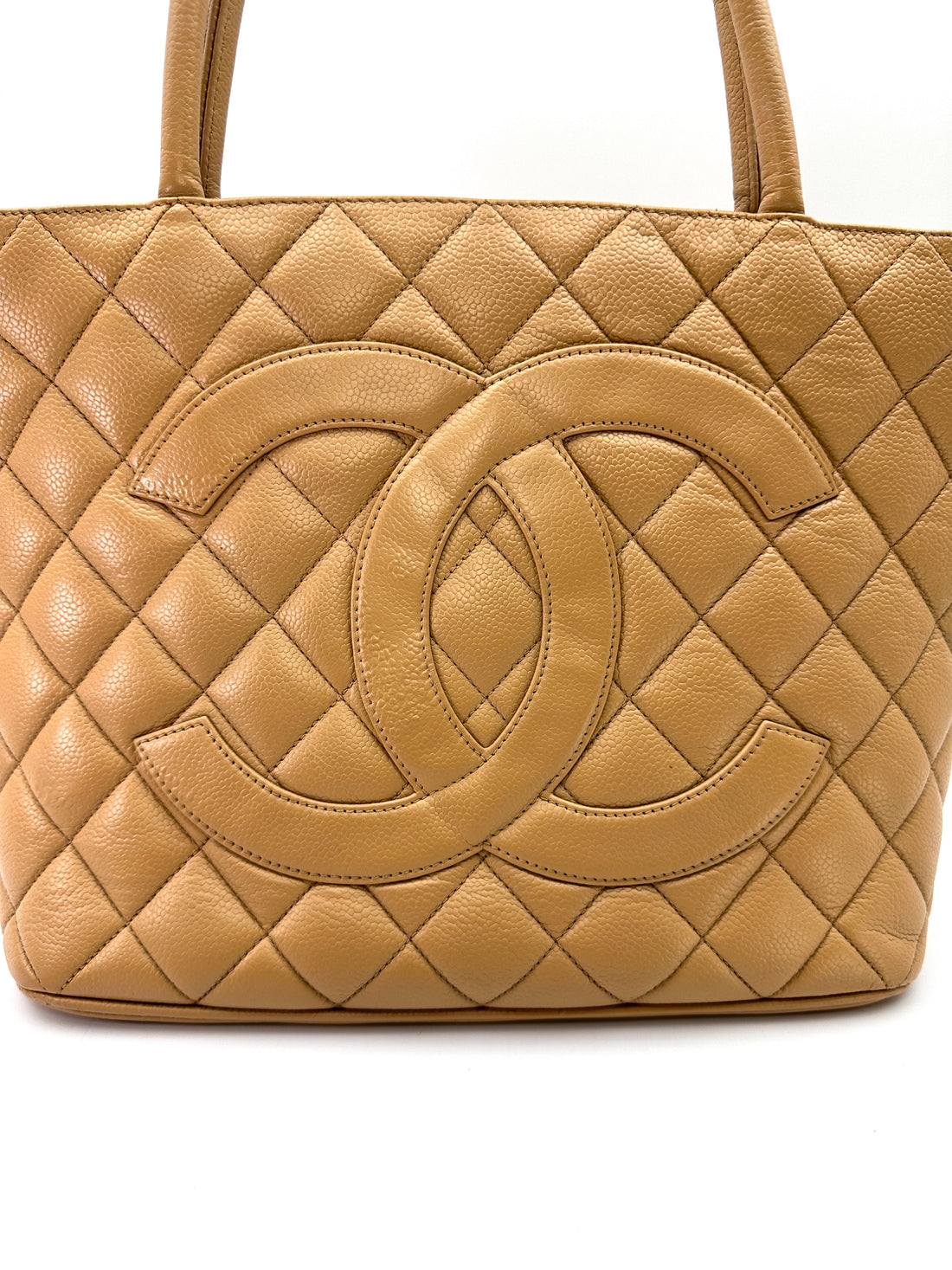 Chanel Medallion Beige Quilted Leather Handle Bag(68***11) CC2474