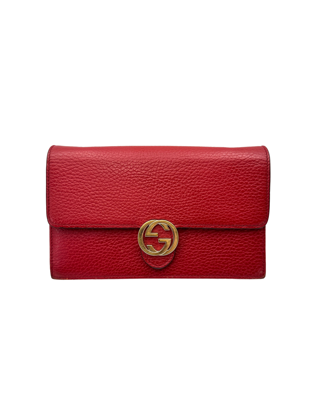 Gucci Interlocking G Red Leather Wallet On Chain GG1378