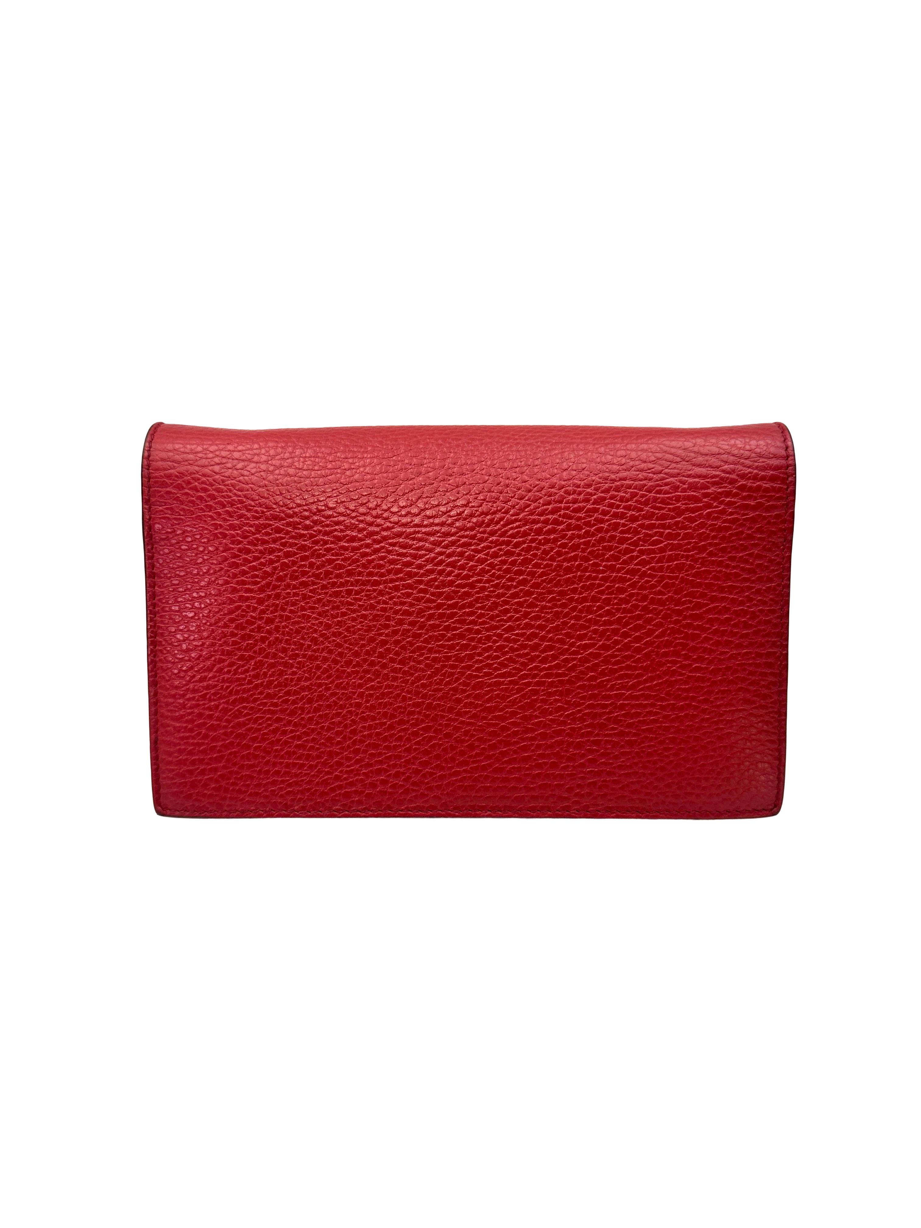 Gucci Interlocking G Red Leather Wallet On Chain GG1378