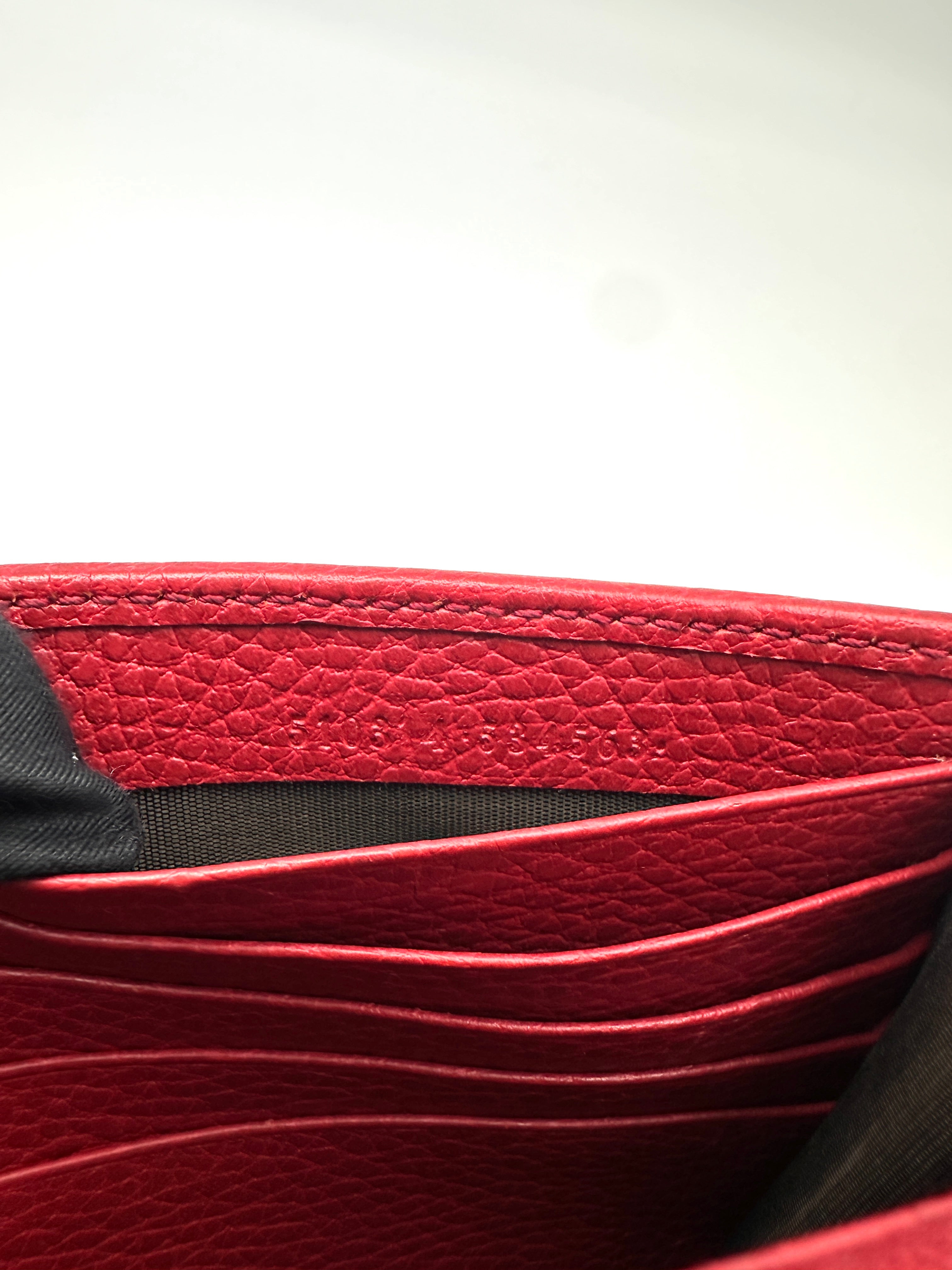 Gucci Interlocking G Red Leather Wallet On Chain GG1378