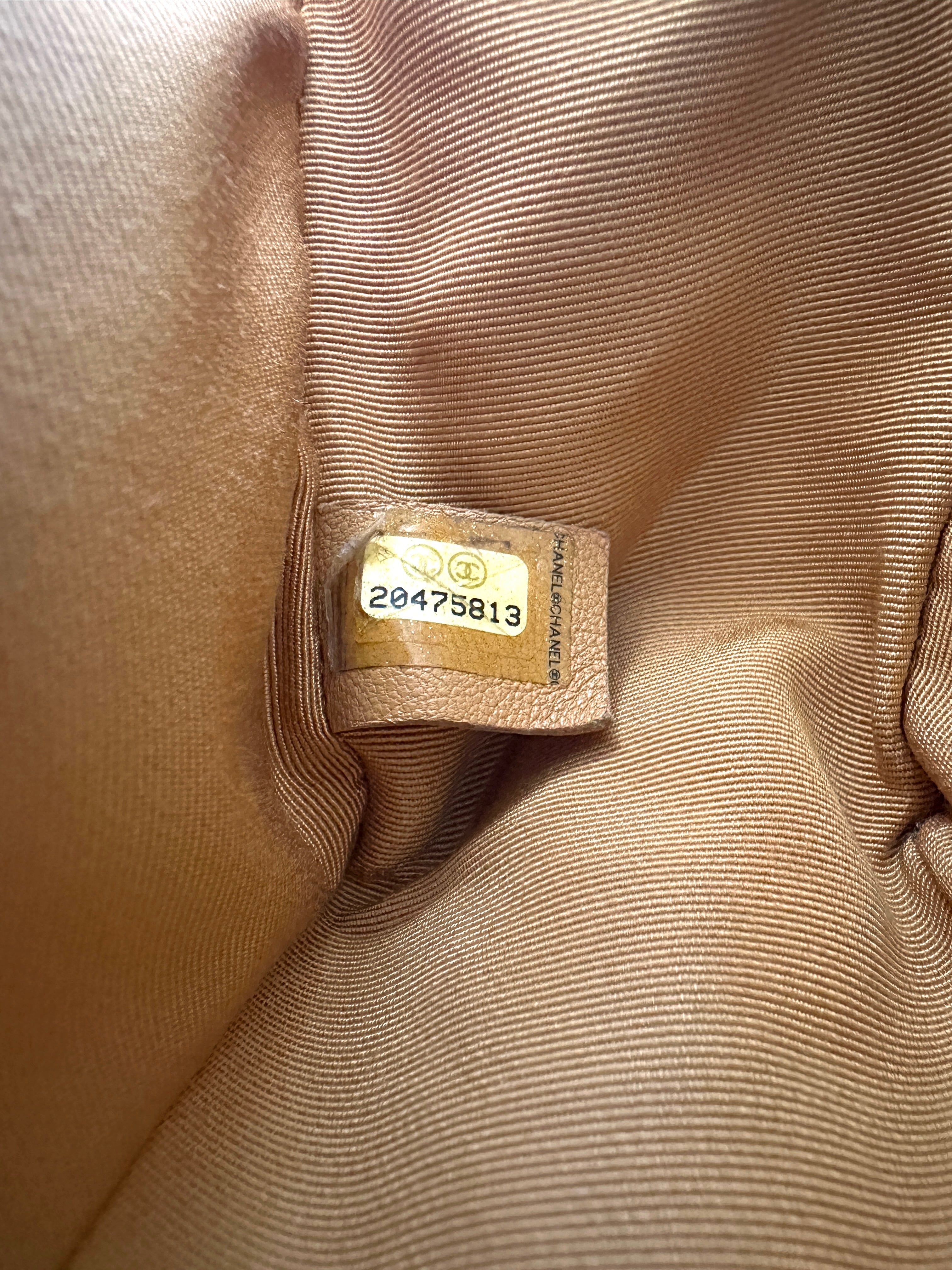 Chanel LeBoy Metallic Gold Quilted Leather Medium Size Flap Bag(20***13) CC2476