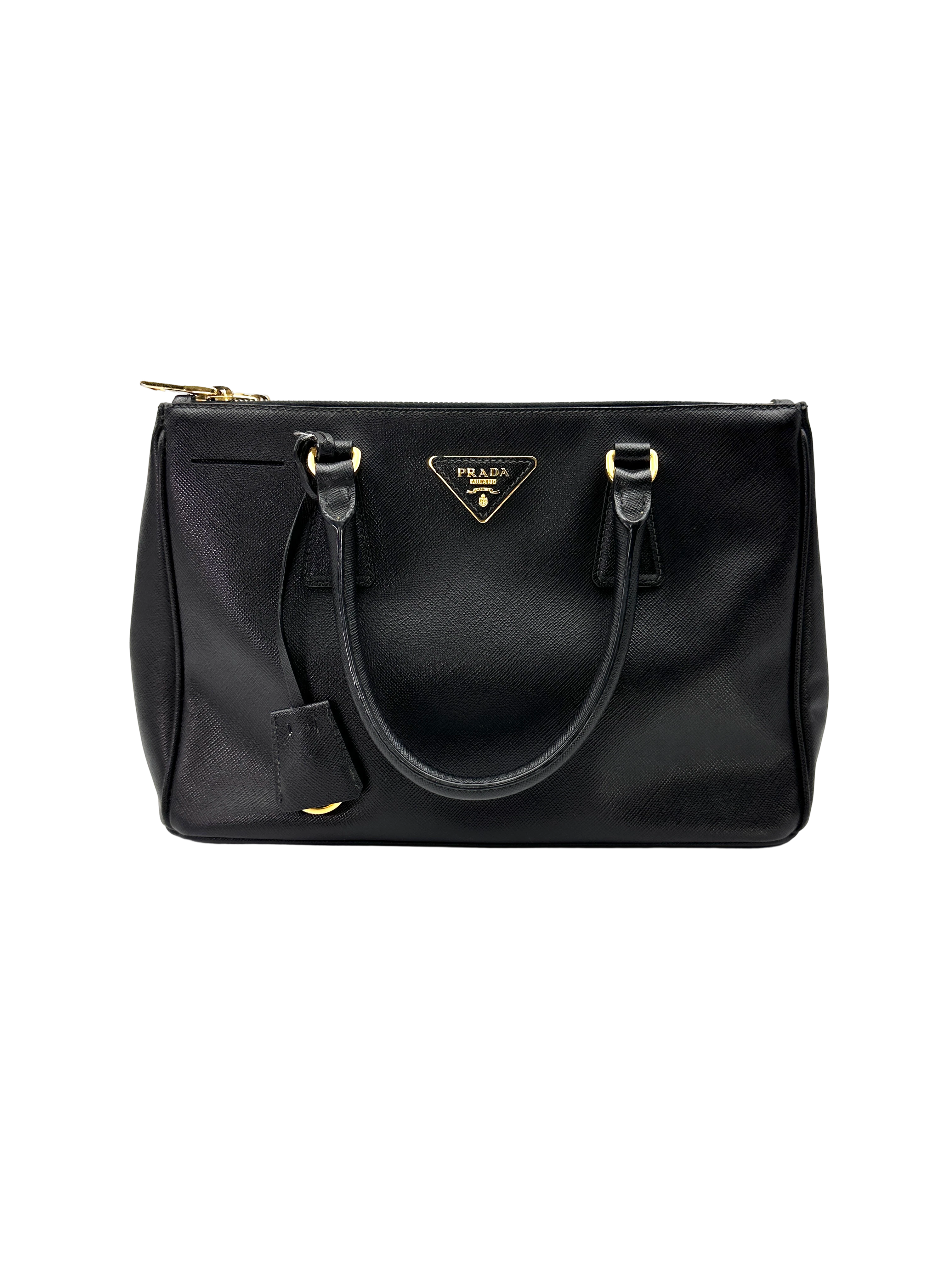 Prada Galleria Black Saffiano Leather Handle Bag PR539