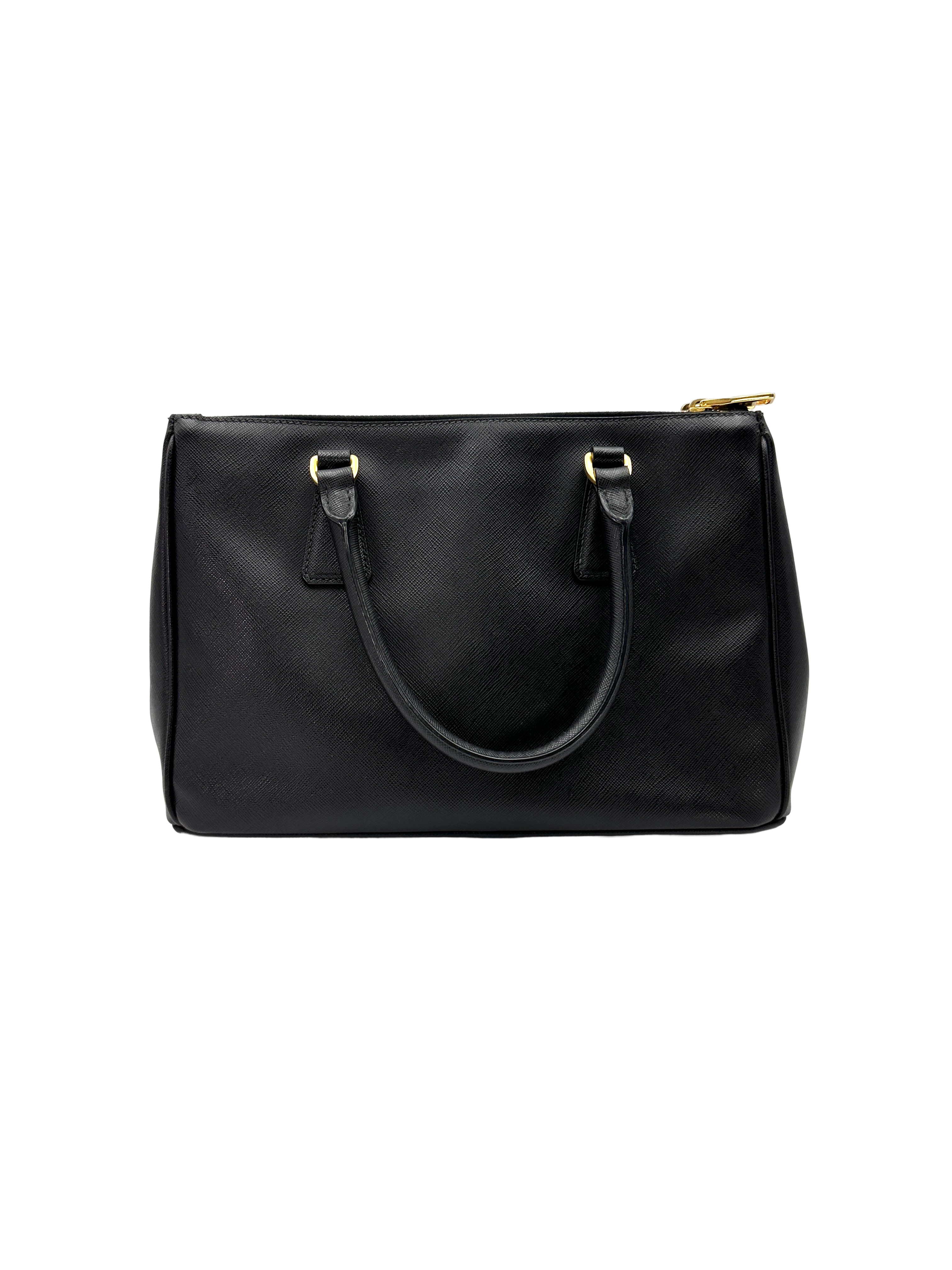 Prada Galleria Black Saffiano Leather Handle Bag PR539