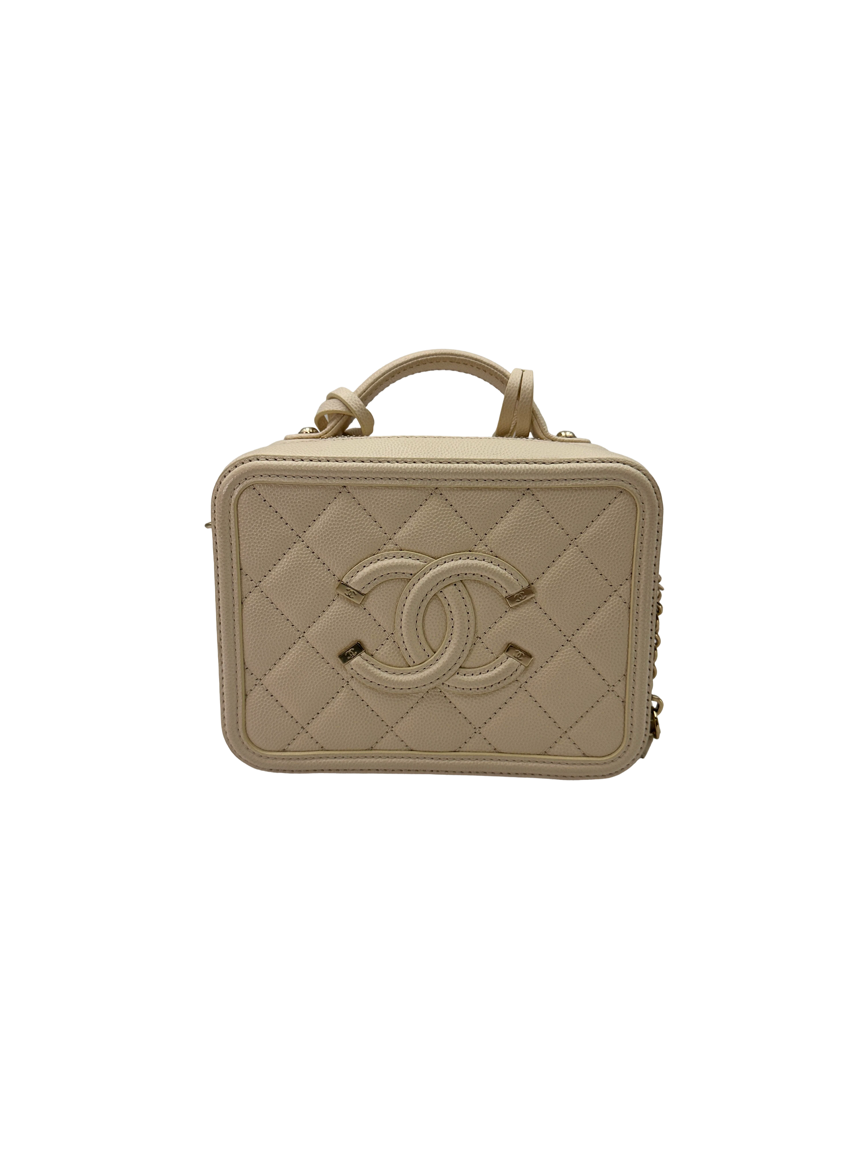 Chanel CC Filigree White Quilted Leather Vanity Case(29***27) CC2478