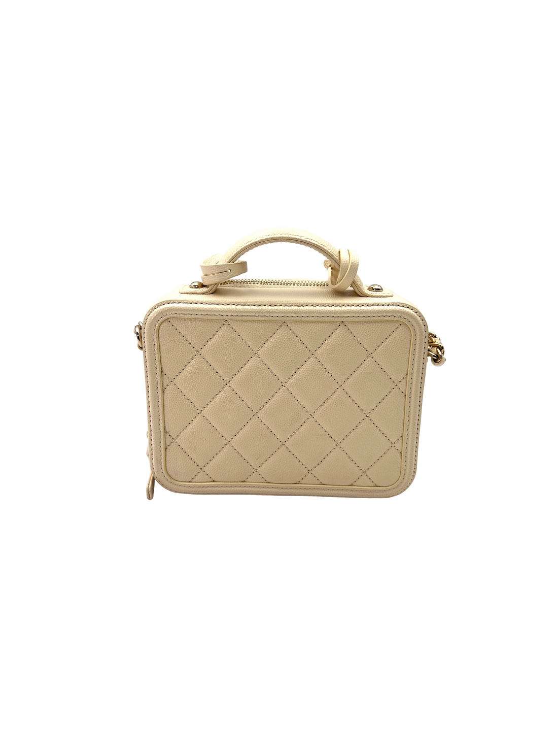 Chanel CC Filigree White Quilted Leather Vanity Case(29***27) CC2478