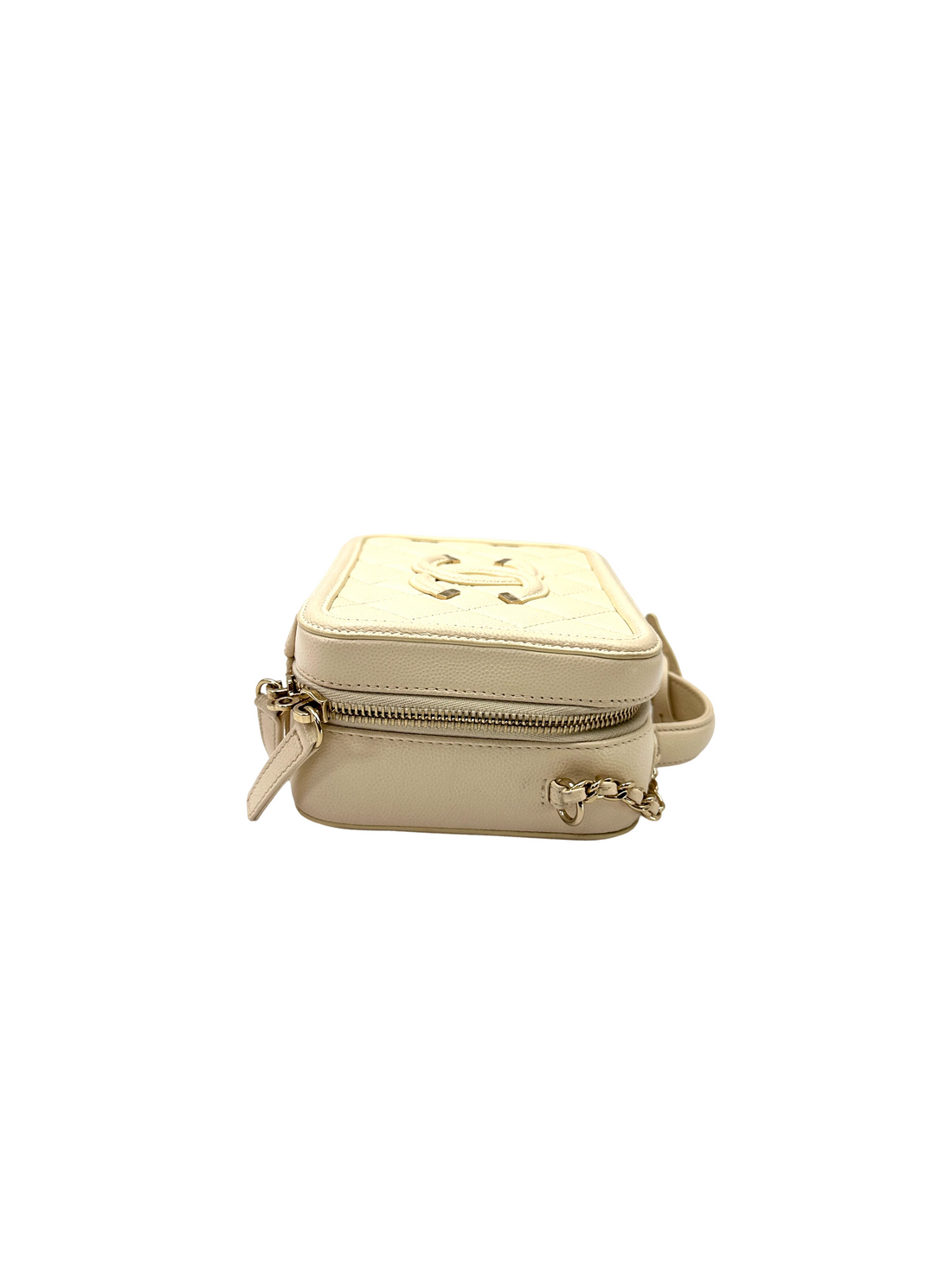 Chanel CC Filigree White Quilted Leather Vanity Case(29***27) CC2478