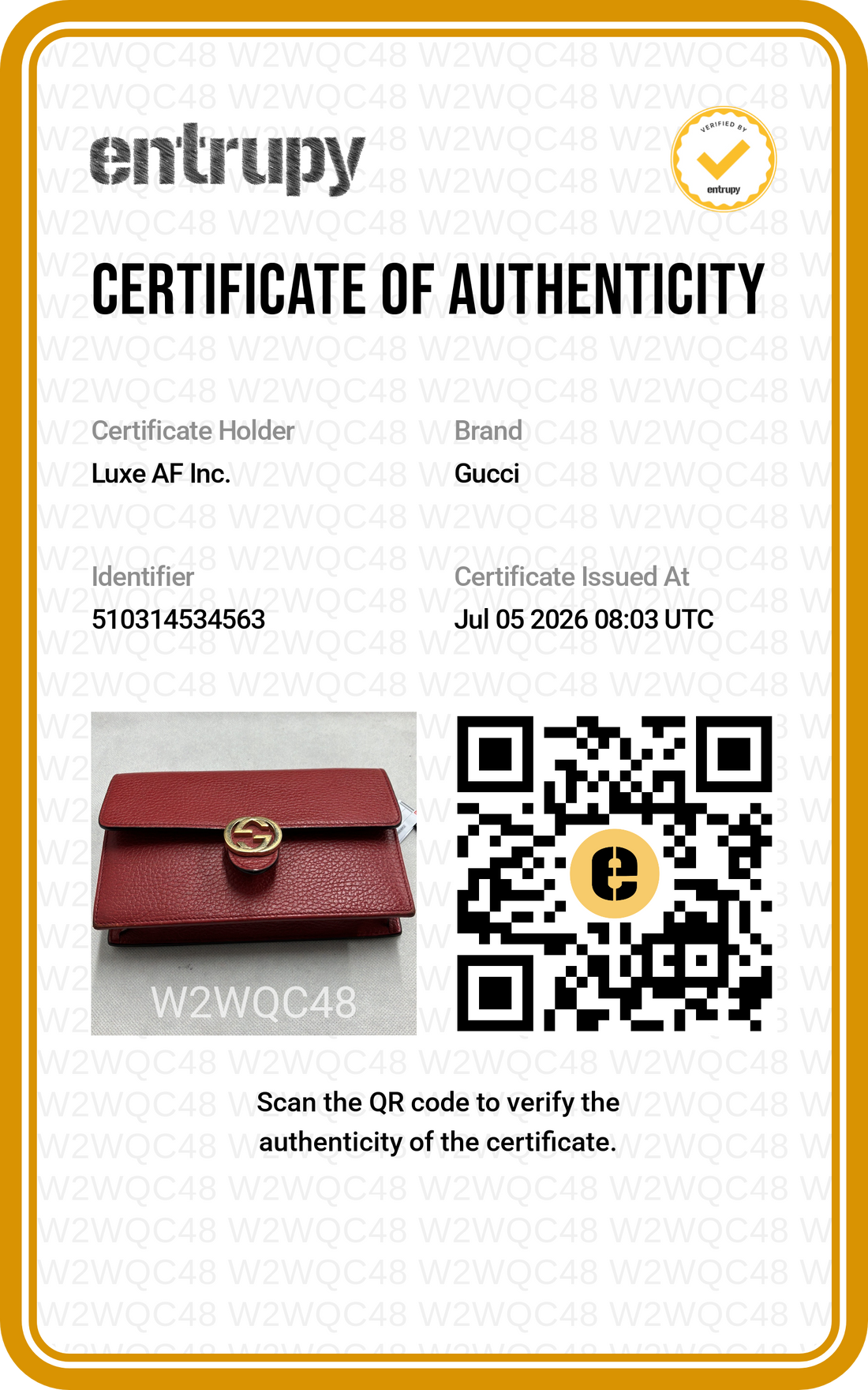 Gucci Interlocking G Red Leather Wallet On Chain GG1378