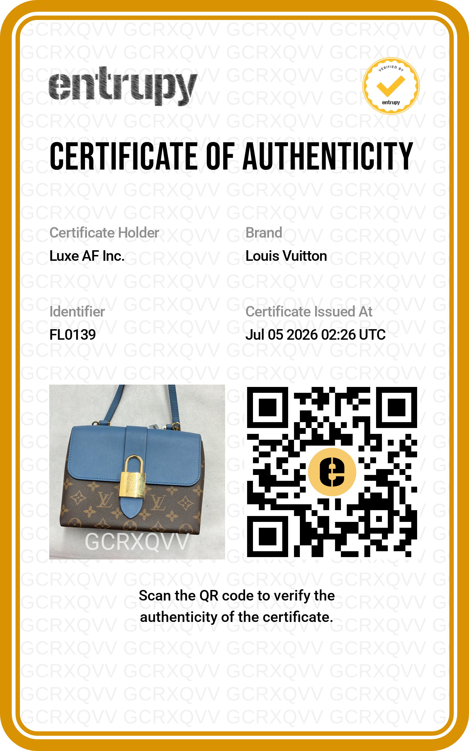 Louis Vuitton Locky Monogram Canvas & Blue Leather Handle Bag LV3235