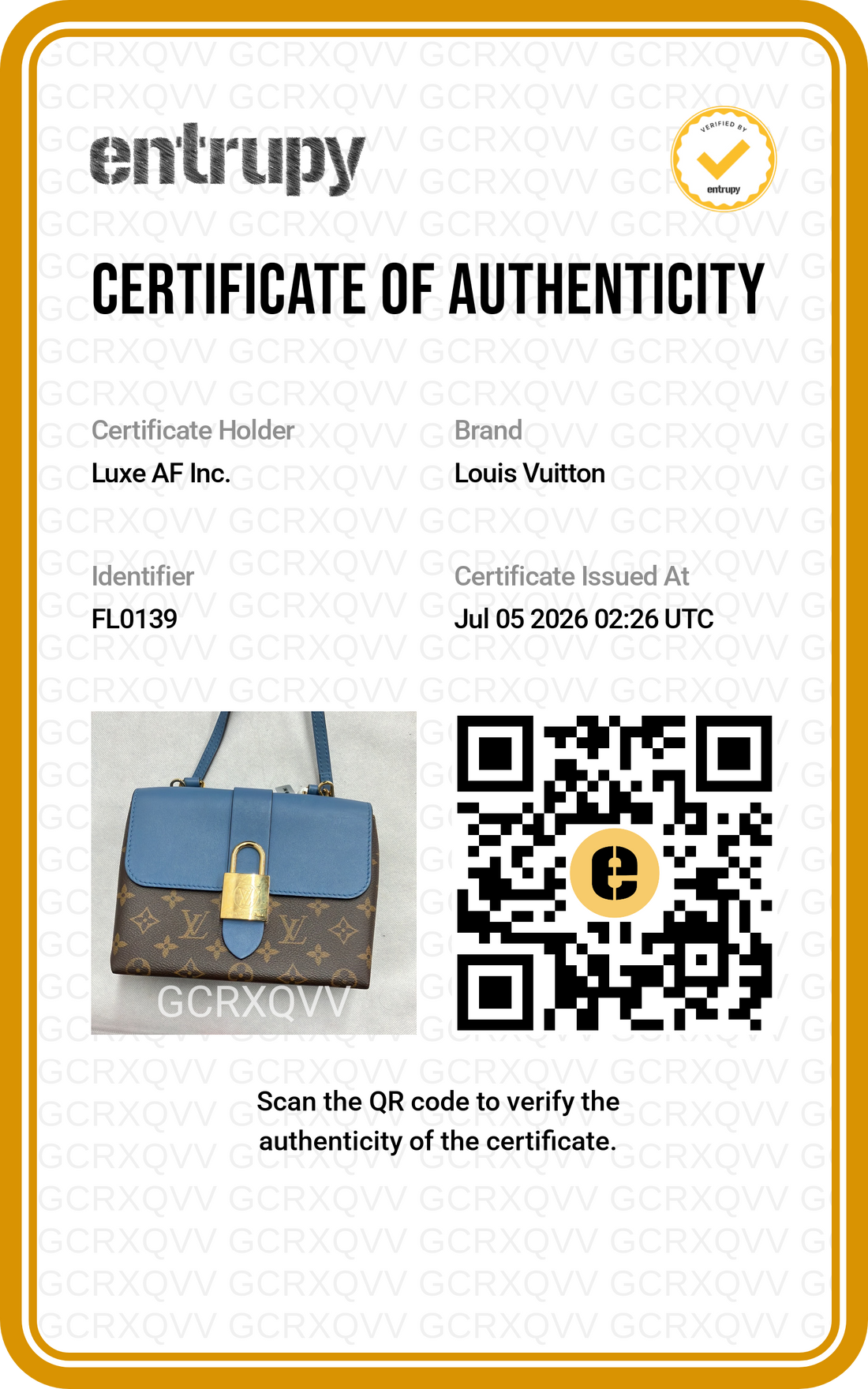 Louis Vuitton Locky Monogram Canvas & Blue Leather Handle Bag LV3235