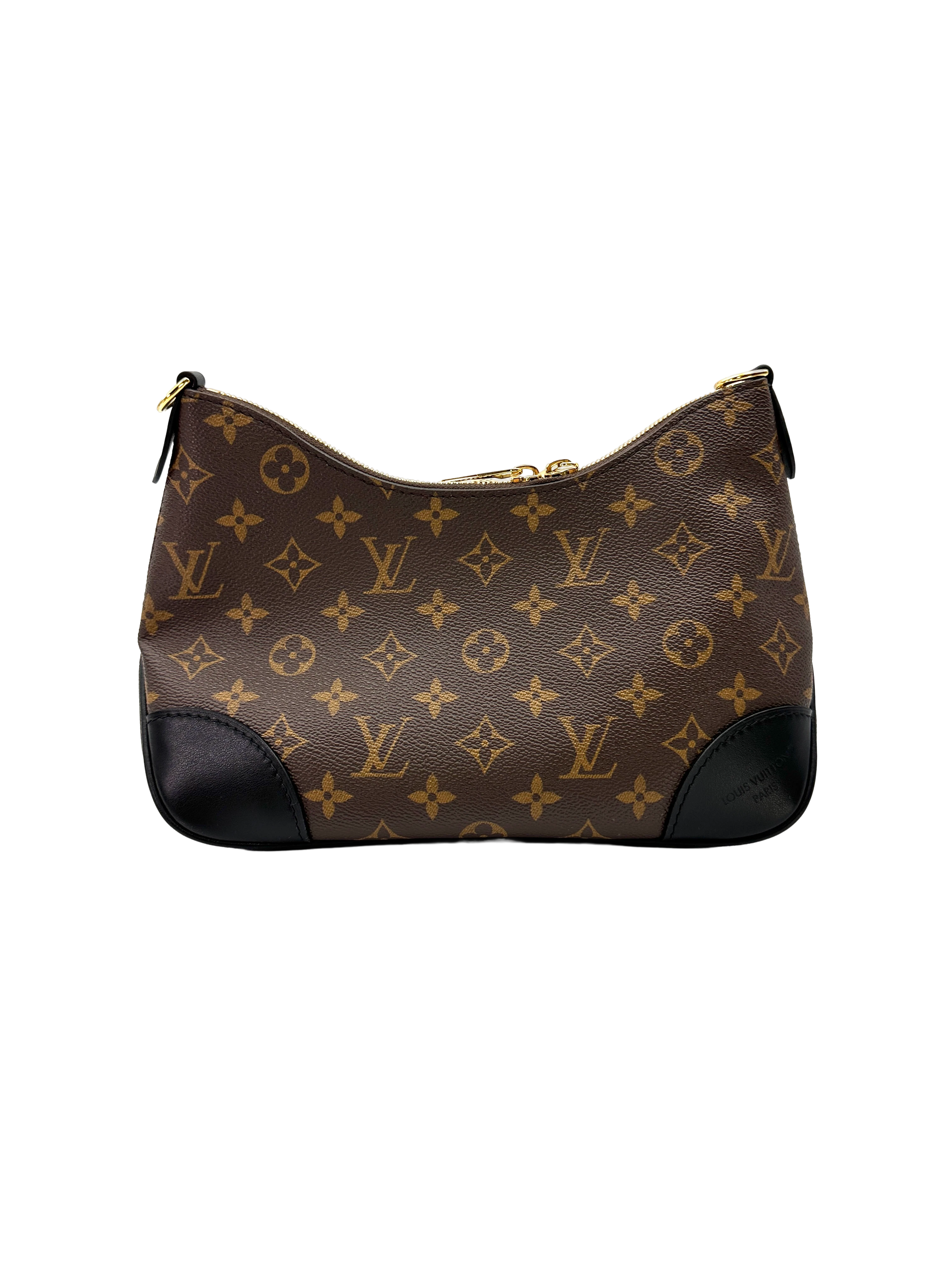 Louis Vuitton Bunlogne Monogram Canvas Shoulder Bag With Black Cowhide Leather Trim LVS