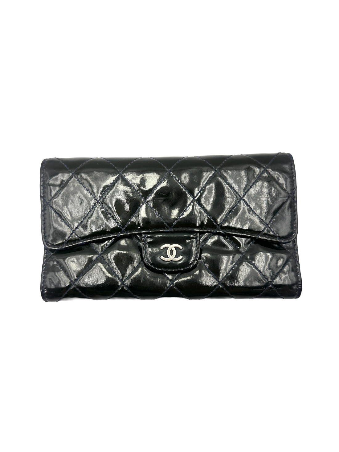 Chanel Black Quilted Patent Leather Long Wallet(17***93) CC2491