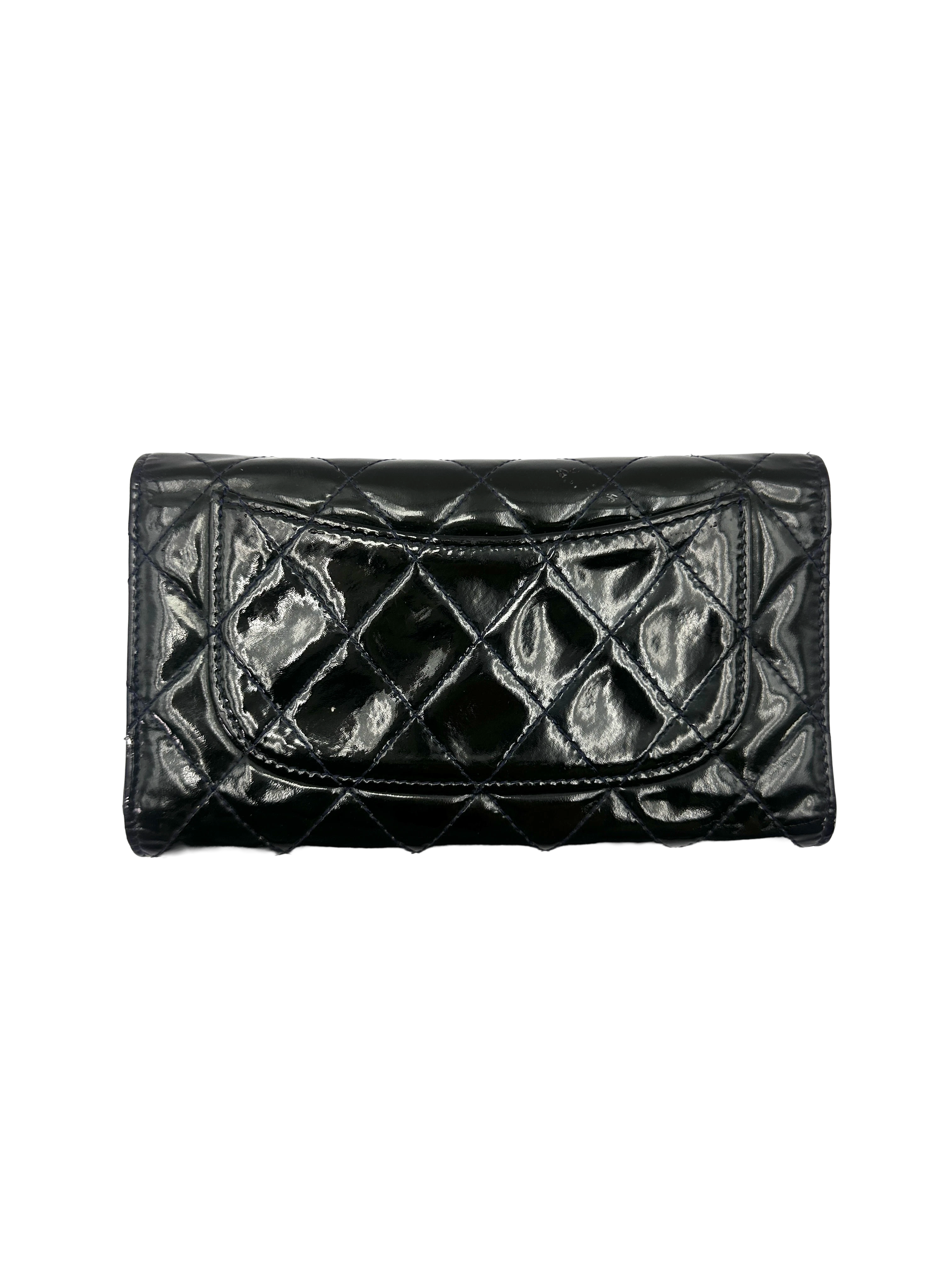 Chanel Black Quilted Patent Leather Long Wallet(17***93) CC2491