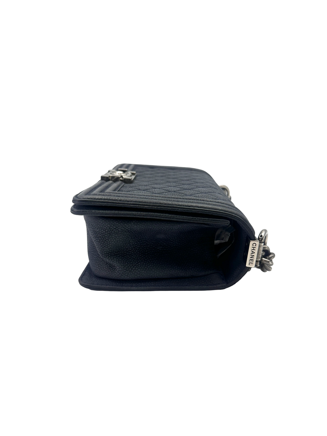 Chanel LeBoy Dark Blue Quilted Leather Flap Bag With Silver Buckle(18***69) CC2482