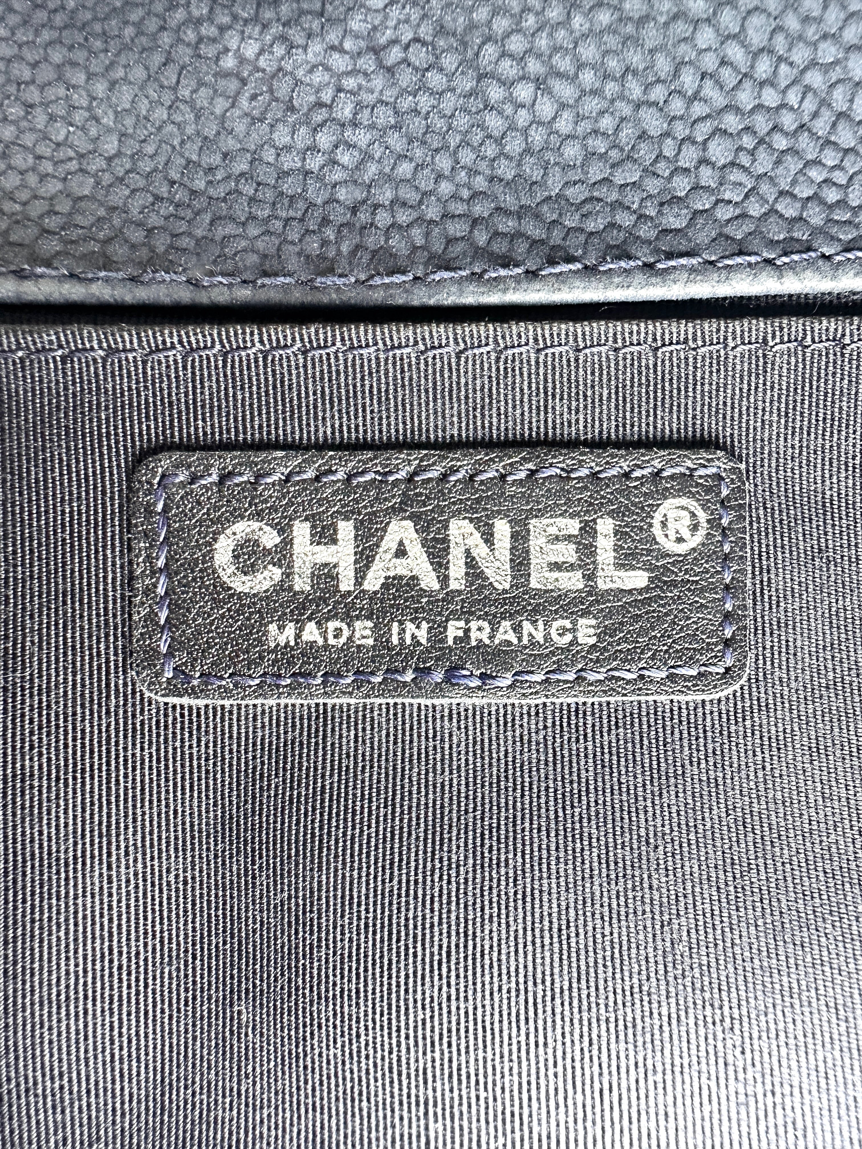 Chanel LeBoy Dark Blue Quilted Leather Flap Bag With Silver Buckle(18***69) CC2482