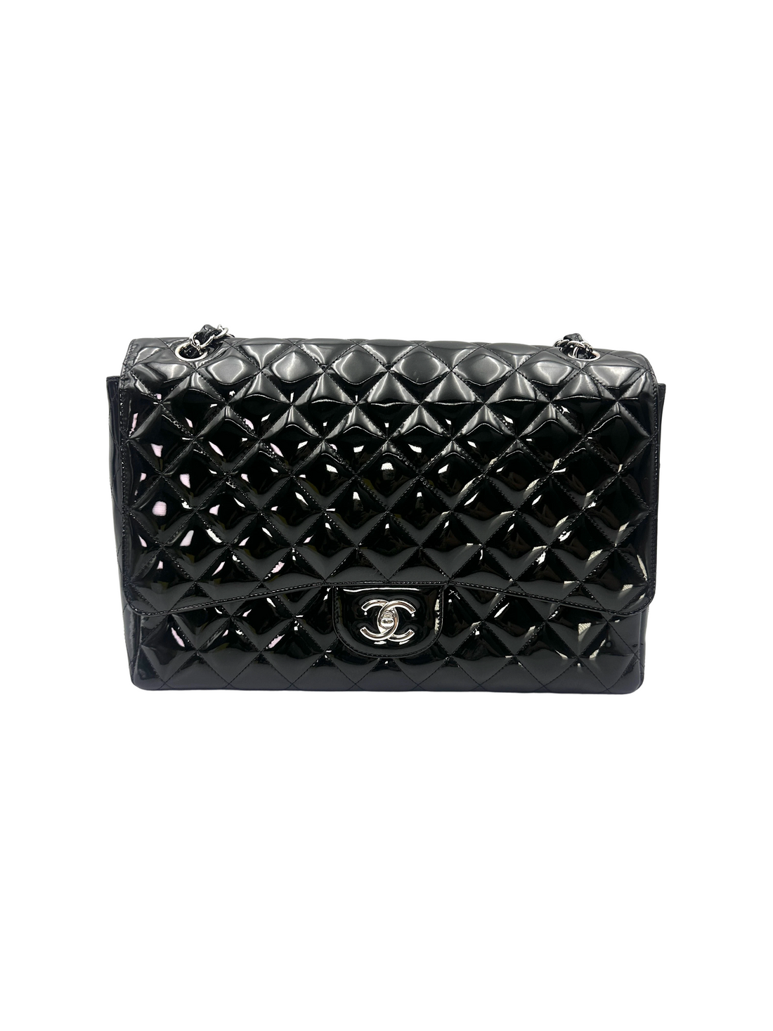 Chanel Classic Flap Black Quilted Leather Jumbo Shoulder Bag With Silver Buckle(13***51) CC2489