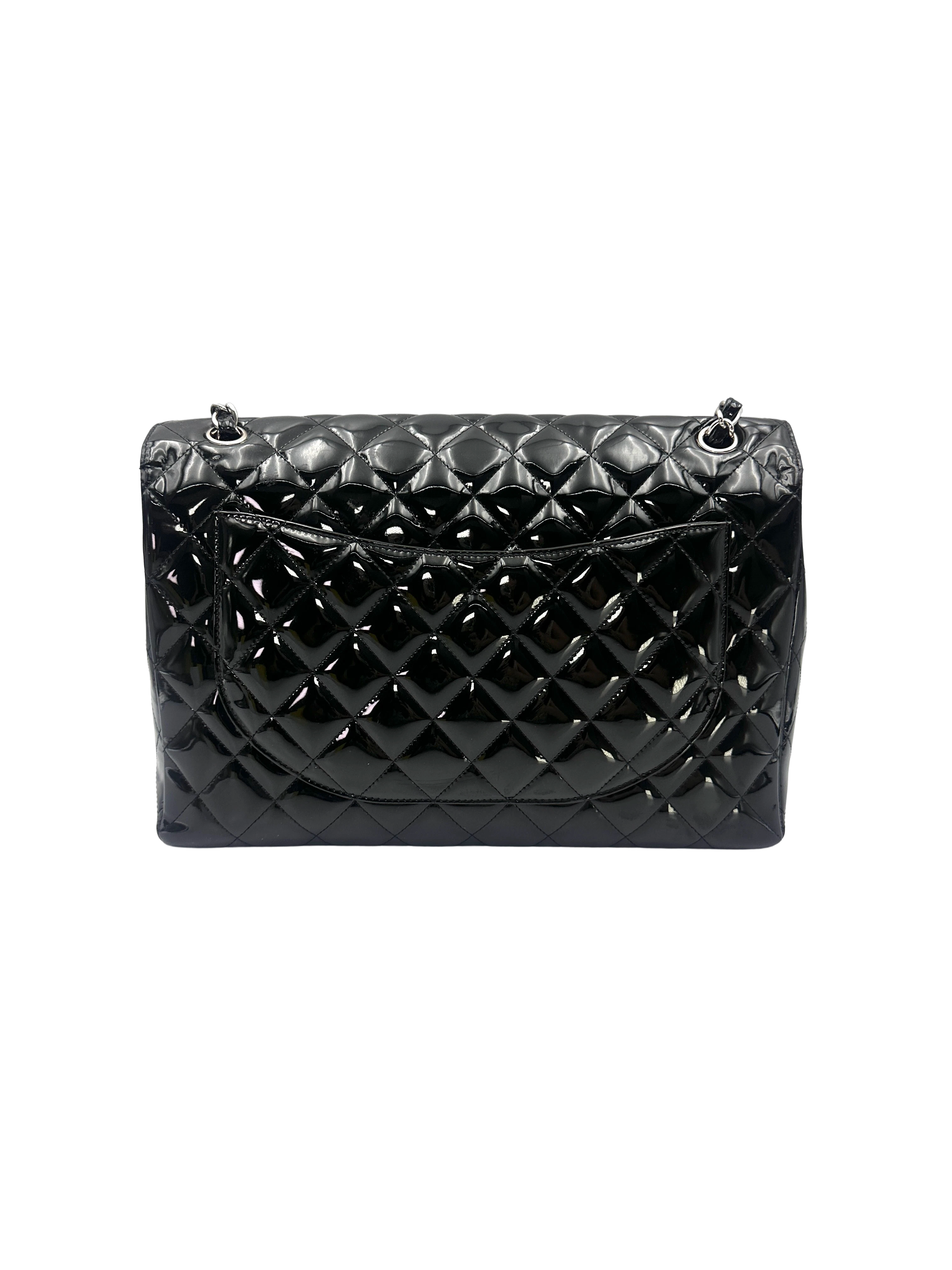 Chanel Classic Flap Black Quilted Leather Jumbo Shoulder Bag With Silver Buckle(13***51) CC2489
