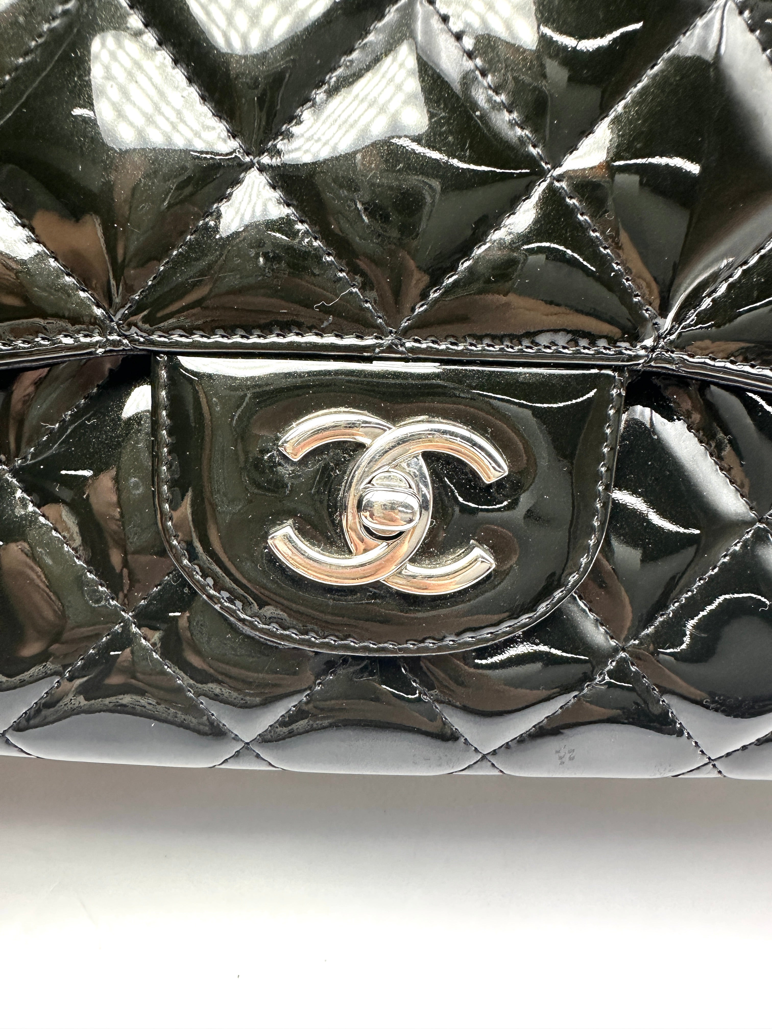 Chanel Classic Flap Black Quilted Leather Jumbo Shoulder Bag With Silver Buckle(13***51) CC2489
