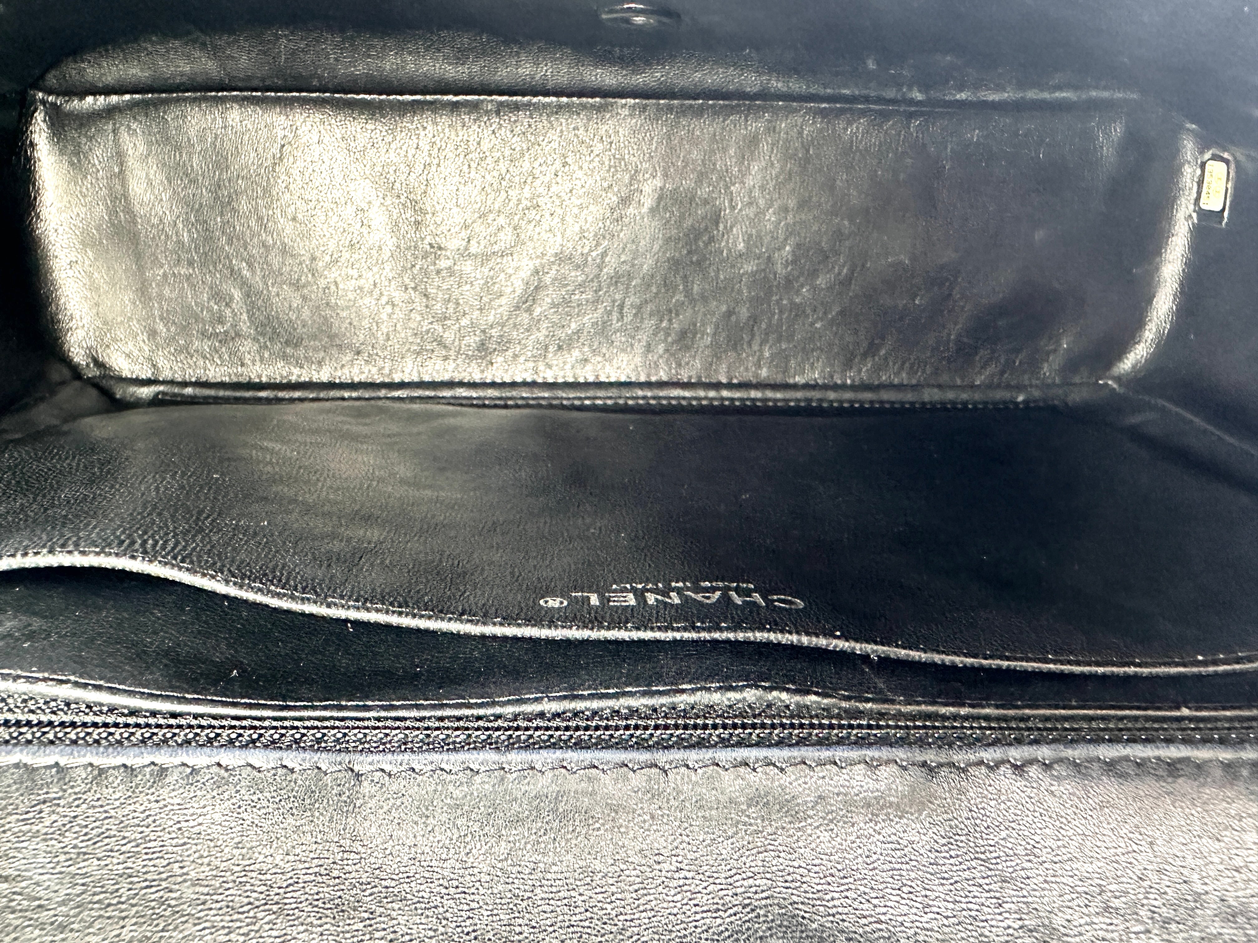 Chanel Classic Flap Black Quilted Leather Jumbo Shoulder Bag With Silver Buckle(13***51) CC2489