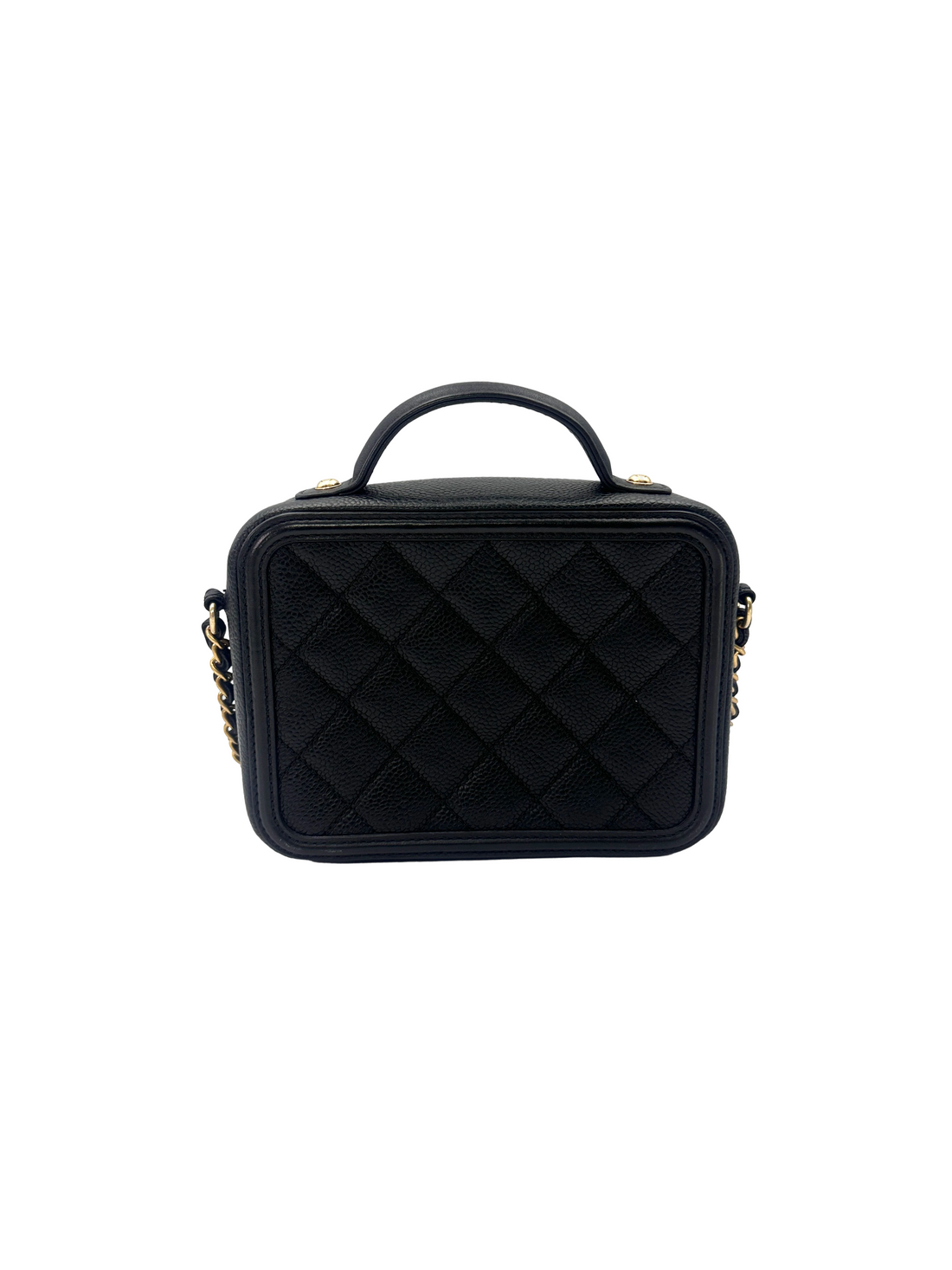 Chanel CC Filigree Black Quilted Leather Vanity Case(22***42) CC2483