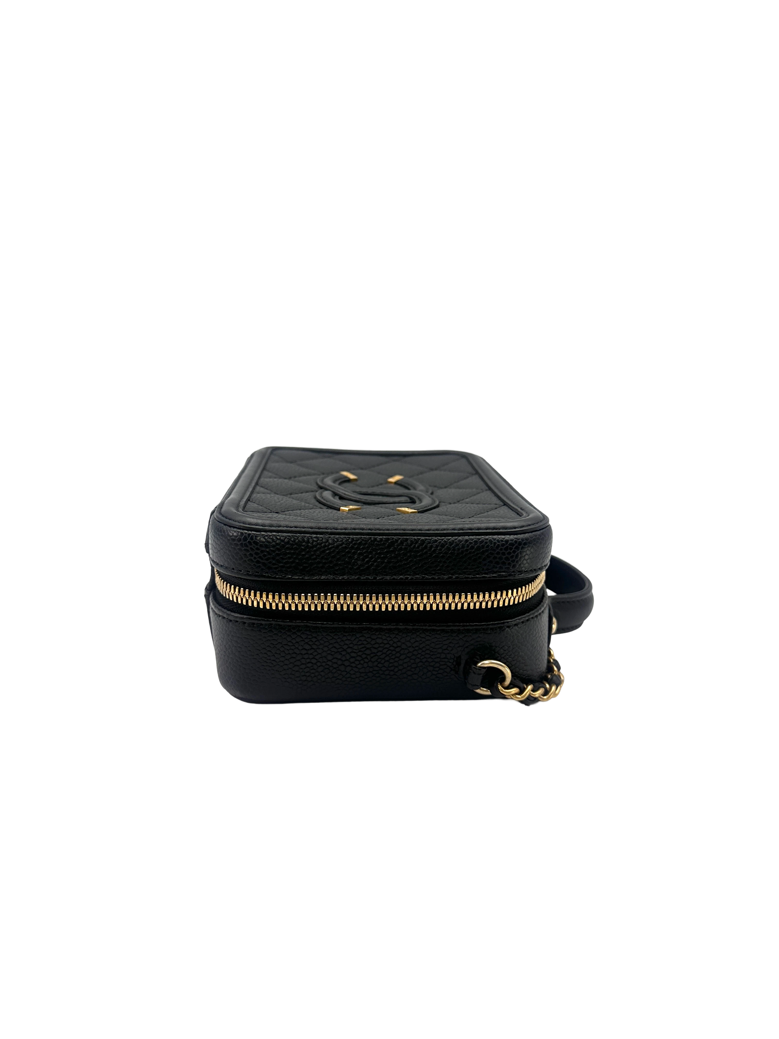 Chanel CC Filigree Black Quilted Leather Vanity Case(22***42) CC2483