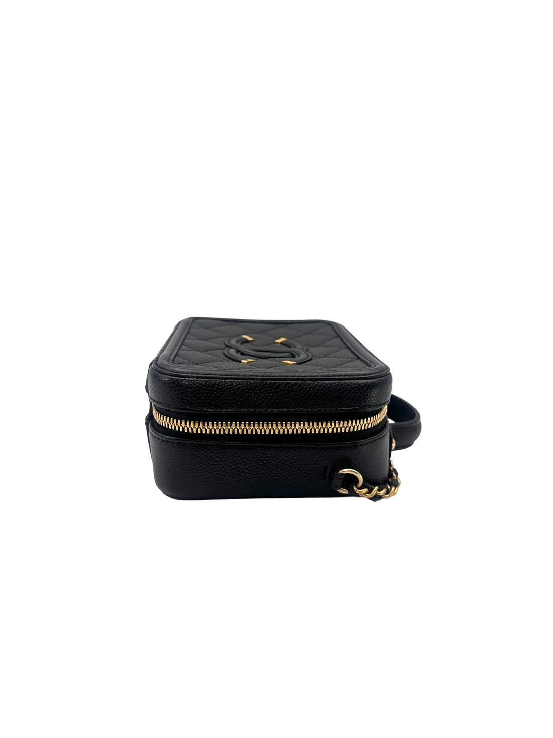 Chanel CC Filigree Black Quilted Leather Vanity Case(22***42) CC2483