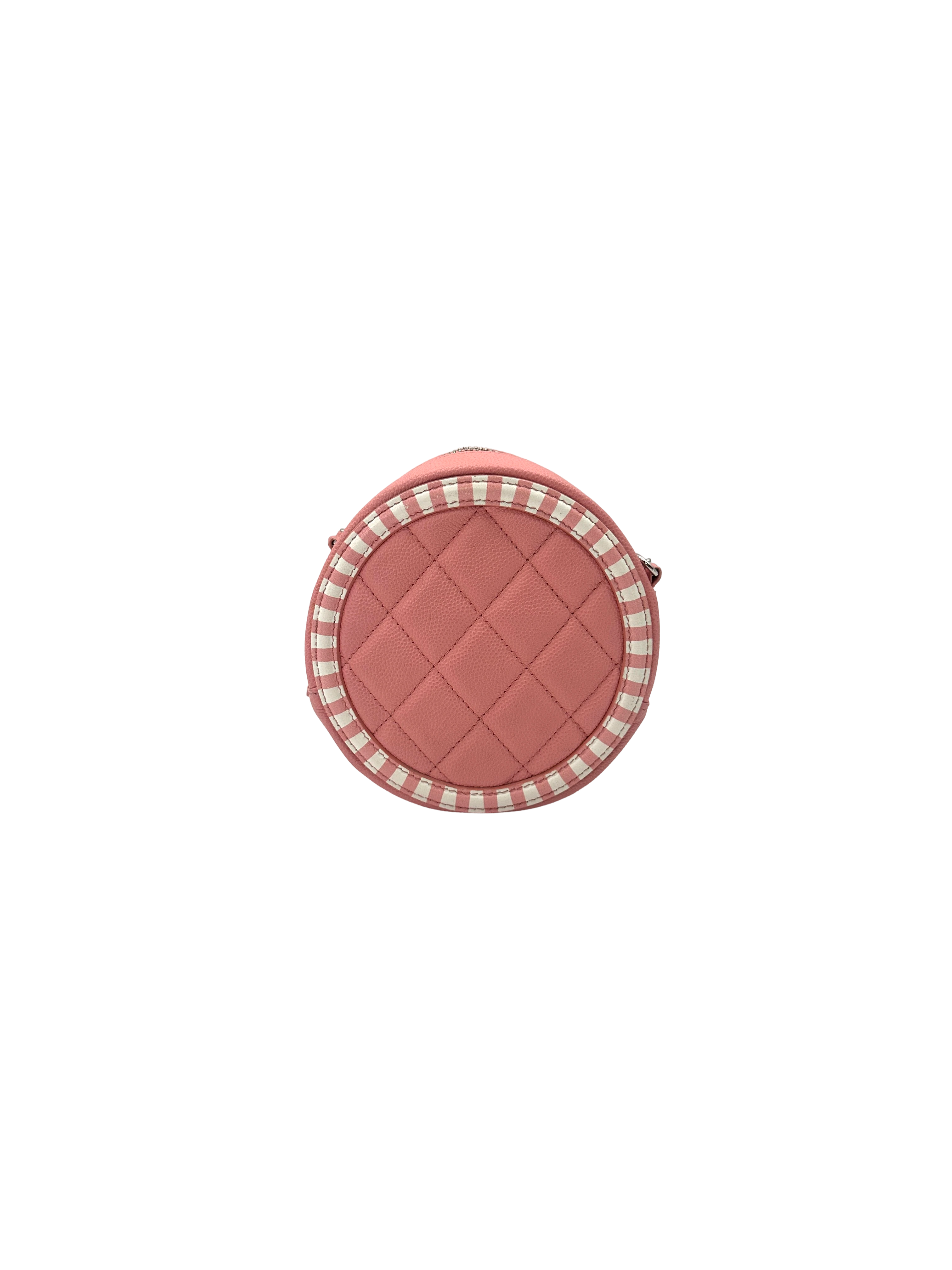 Chanel 24C Pink/White Quilted Leather Round Clutch(27***67) CC2481