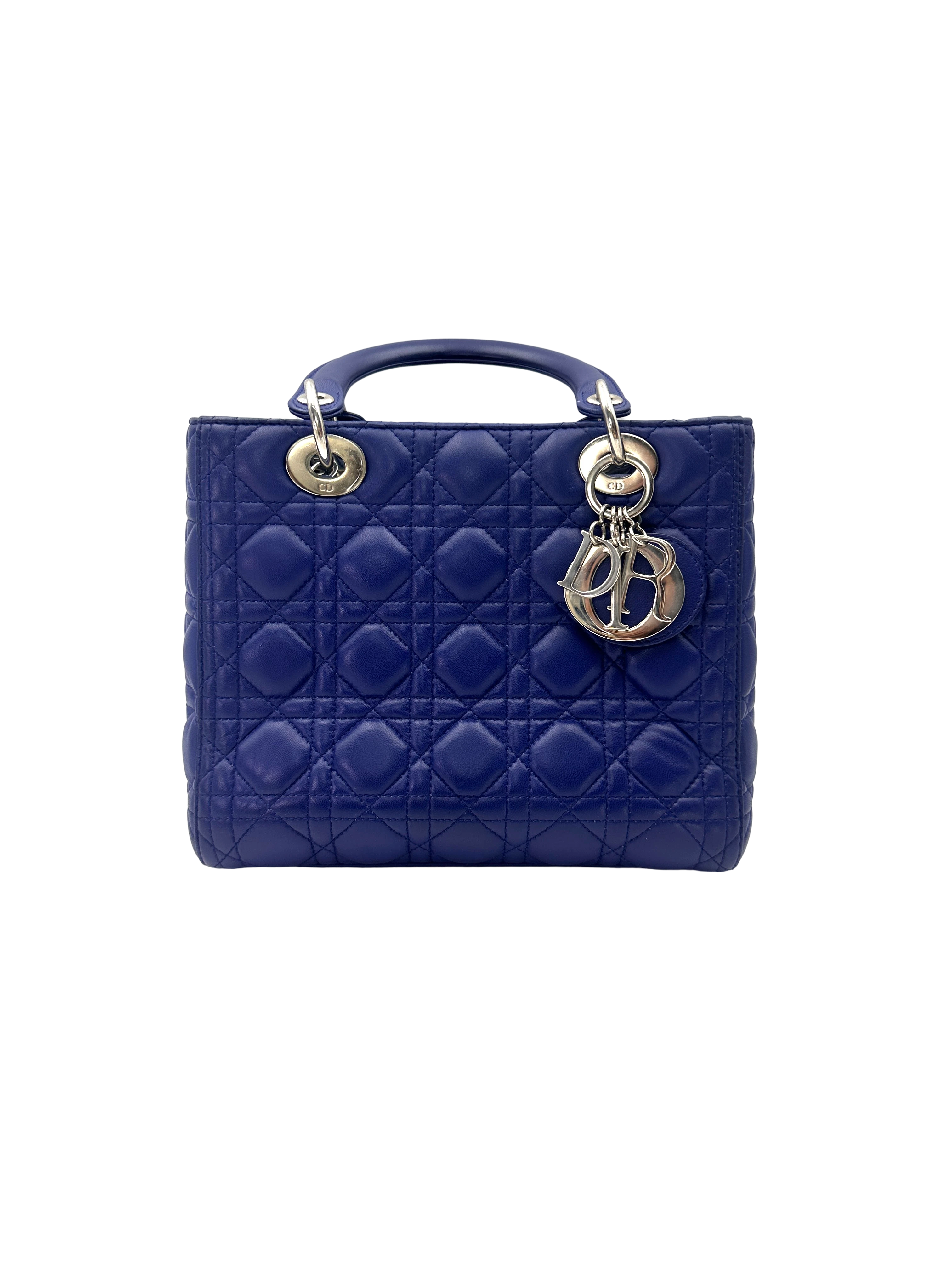 Christian Dior Lady Dior Blue Cannage Lambskin Handle Bag DR888