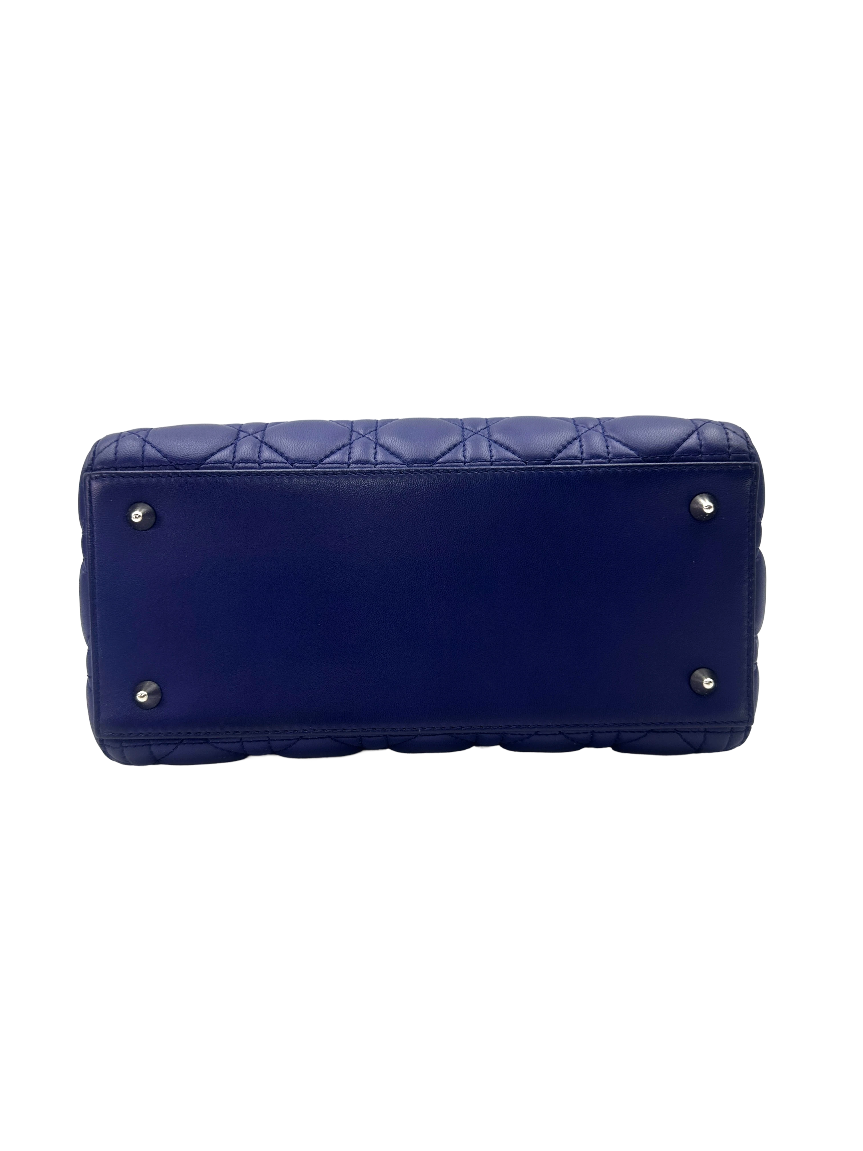 Christian Dior Lady Dior Blue Cannage Lambskin Handle Bag DR888