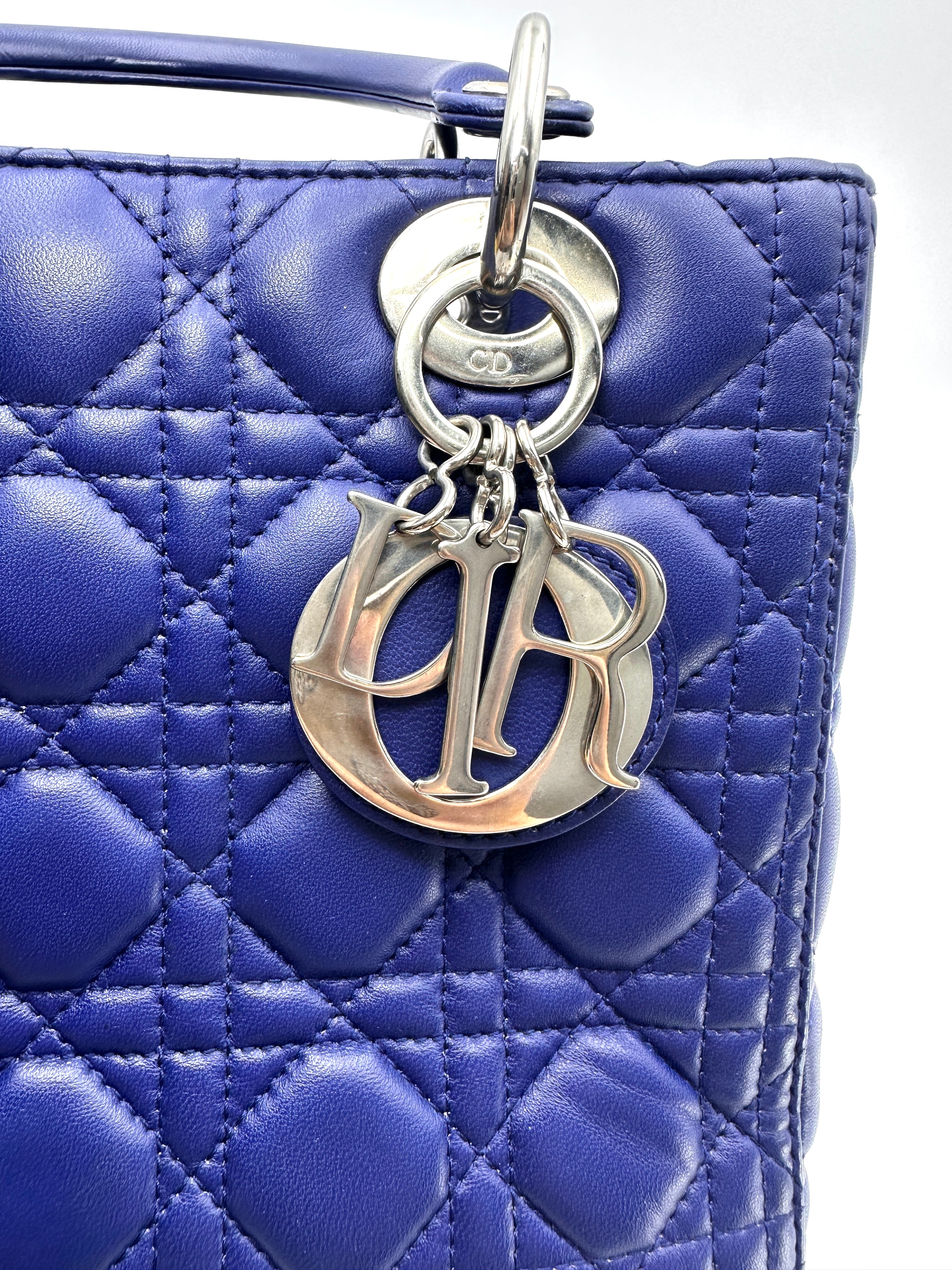 Christian Dior Lady Dior Blue Cannage Lambskin Handle Bag DR888